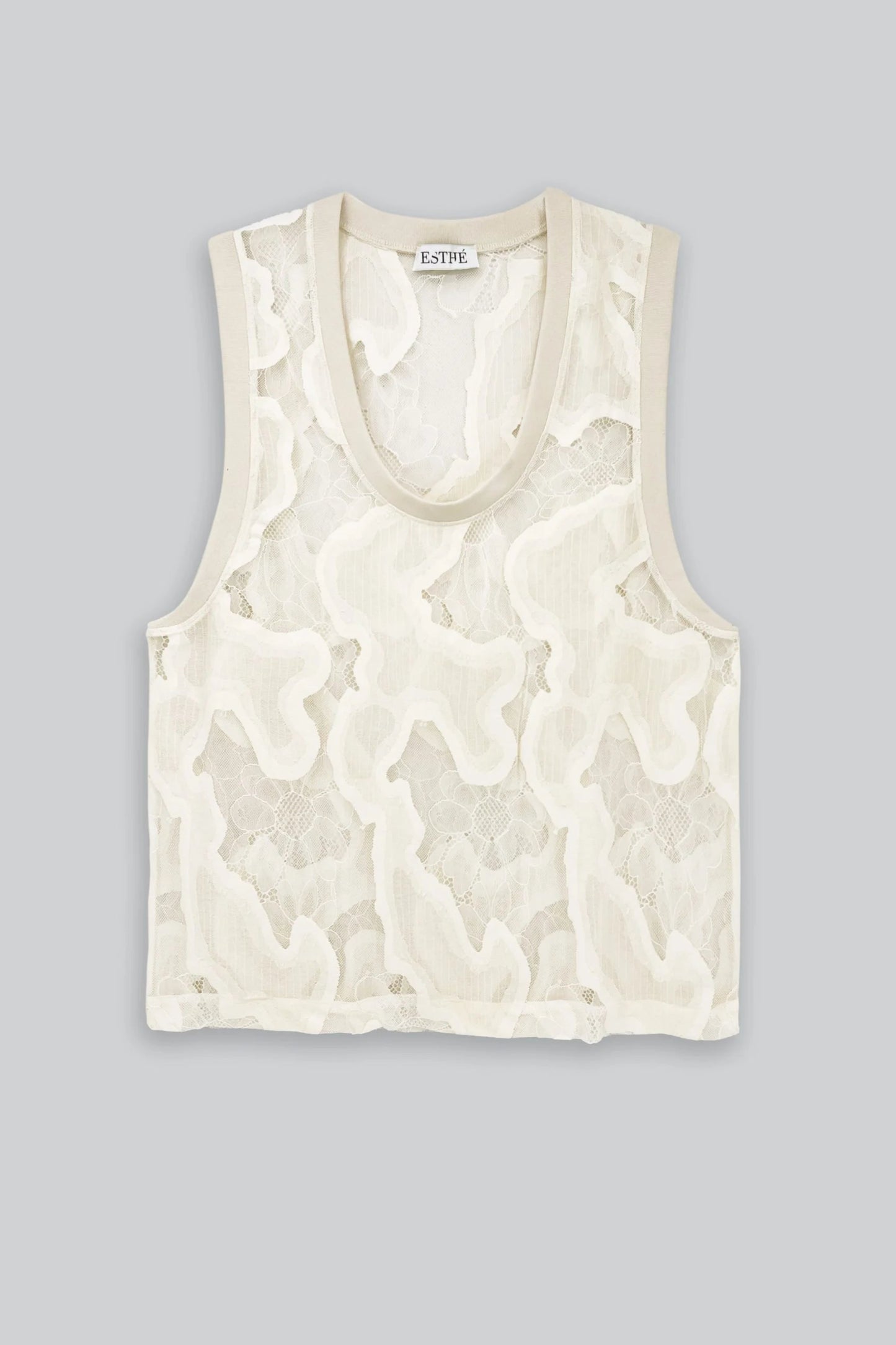 Esthe Oversized Sheer Lace Vest in Off White
