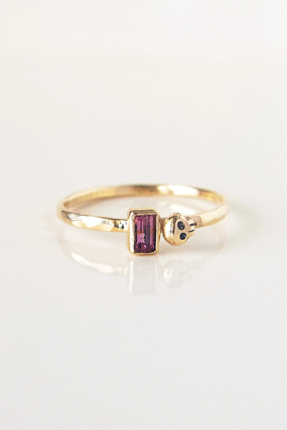 House of Snakes-Little 10k Gold Spinel Skull Ring