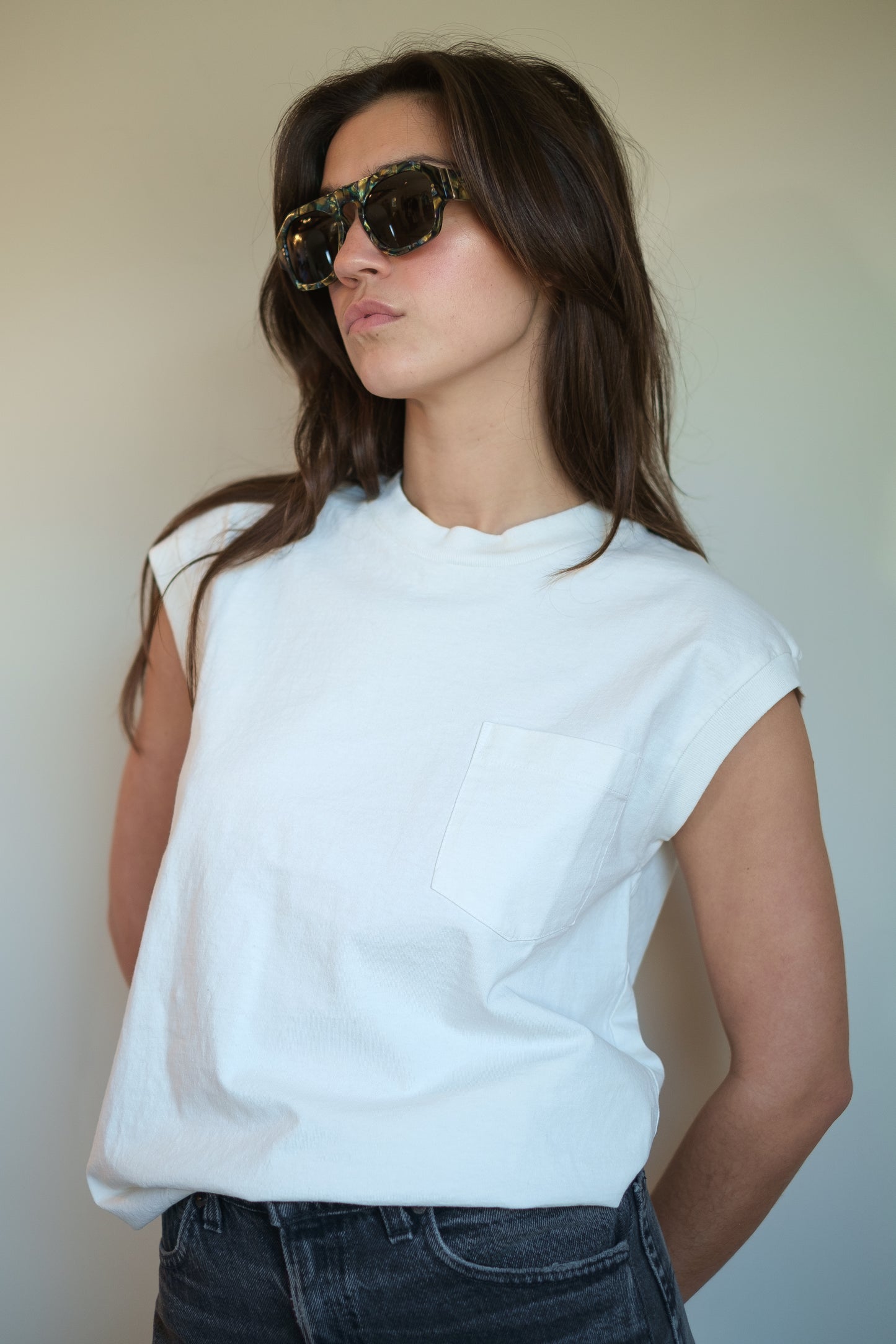 B SIDES Pocket Tank in Snow White