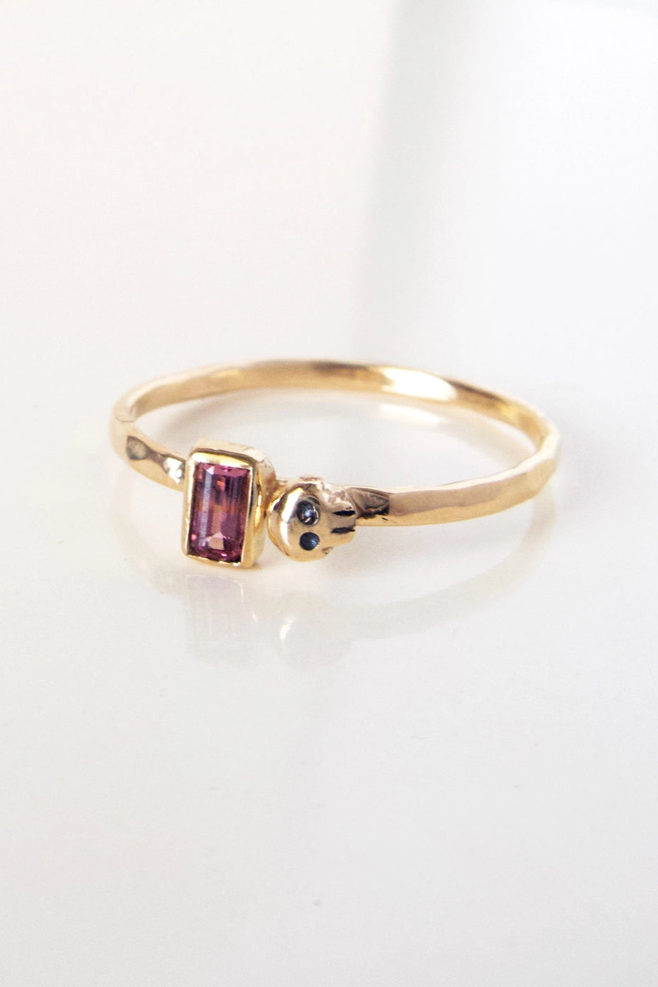 House of Snakes-Little 10k Gold Spinel Skull Ring