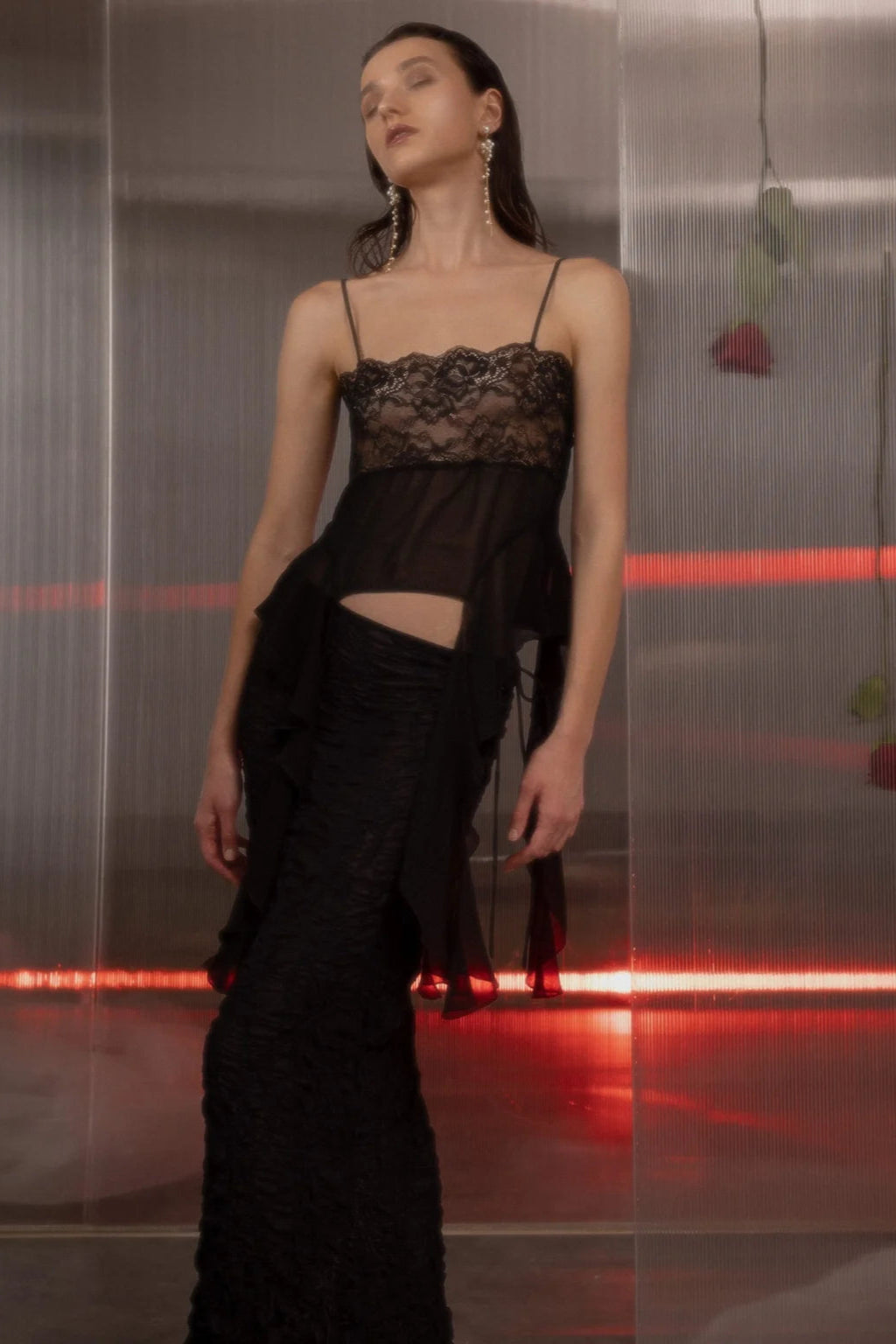 Esthe Lace Sheer Top with Frills