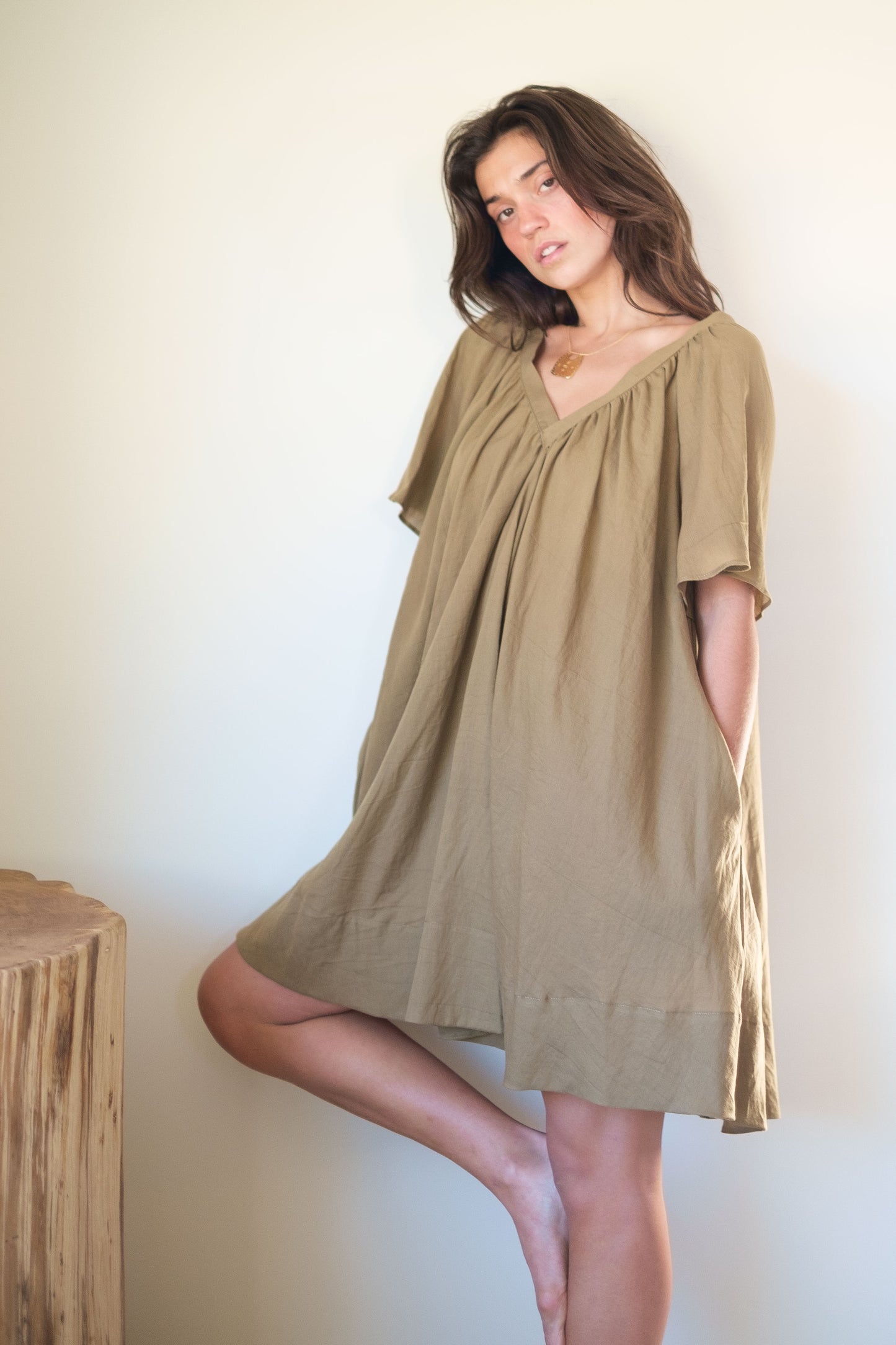 Loup Charmant Tia Dress in Deep Olive