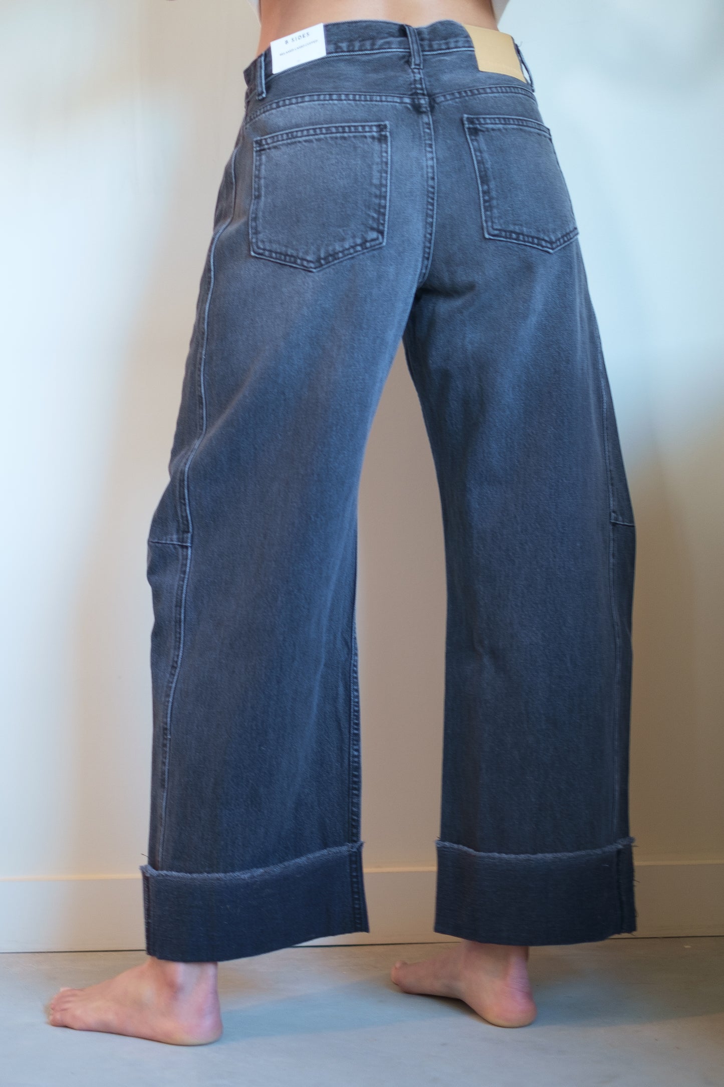 B SIDES Relaxed Lasso Cuffed Jean in Stil Black