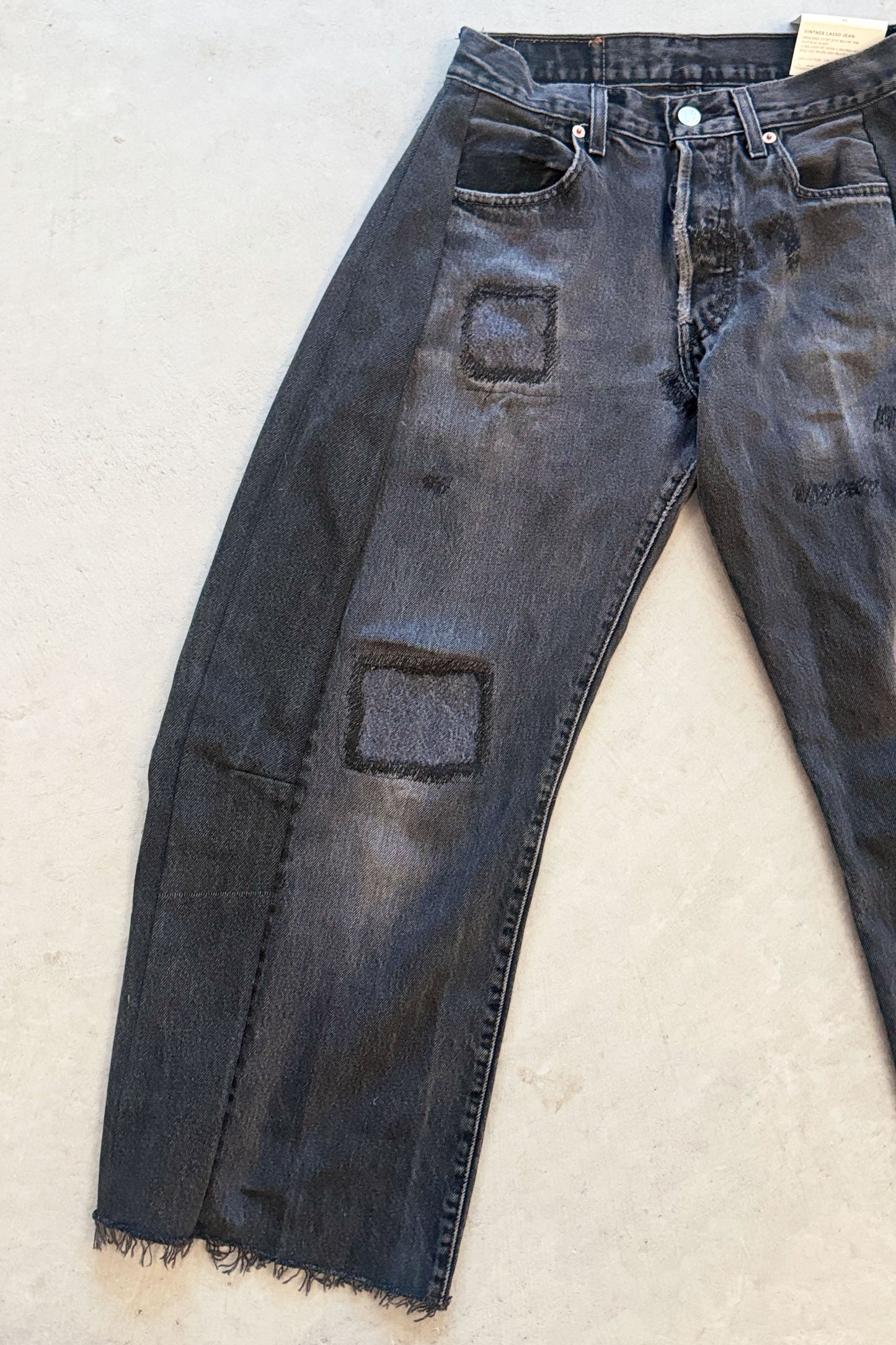B SIDES Vintage Lasso Jean Slouch in Classic Black-Style 01-Size 24