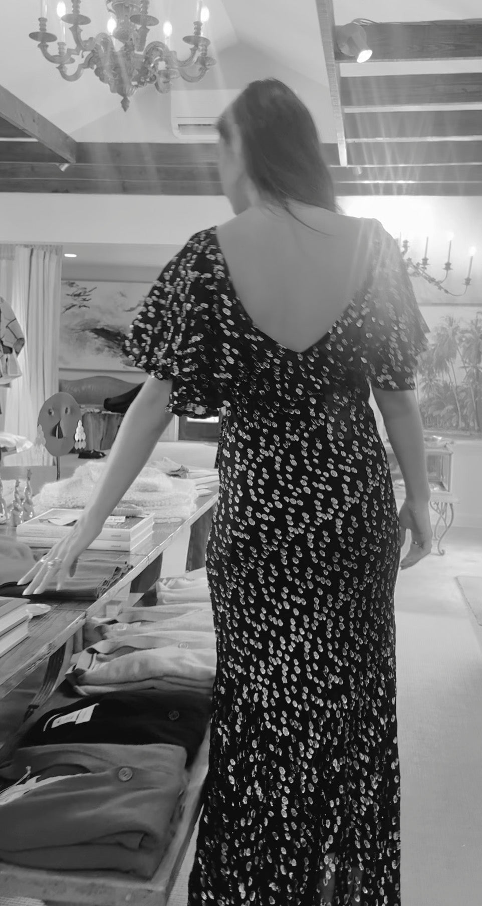 Natalie Martin Ramya Dress in Metallic Chiffon