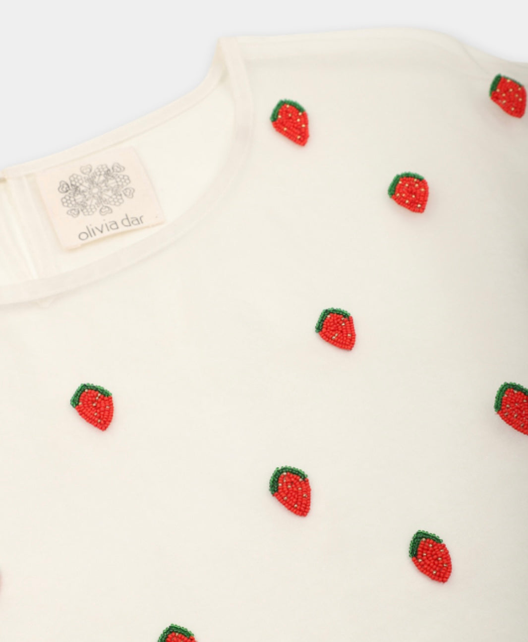 Olivia Dar Beaded Organza Top - Strawberry