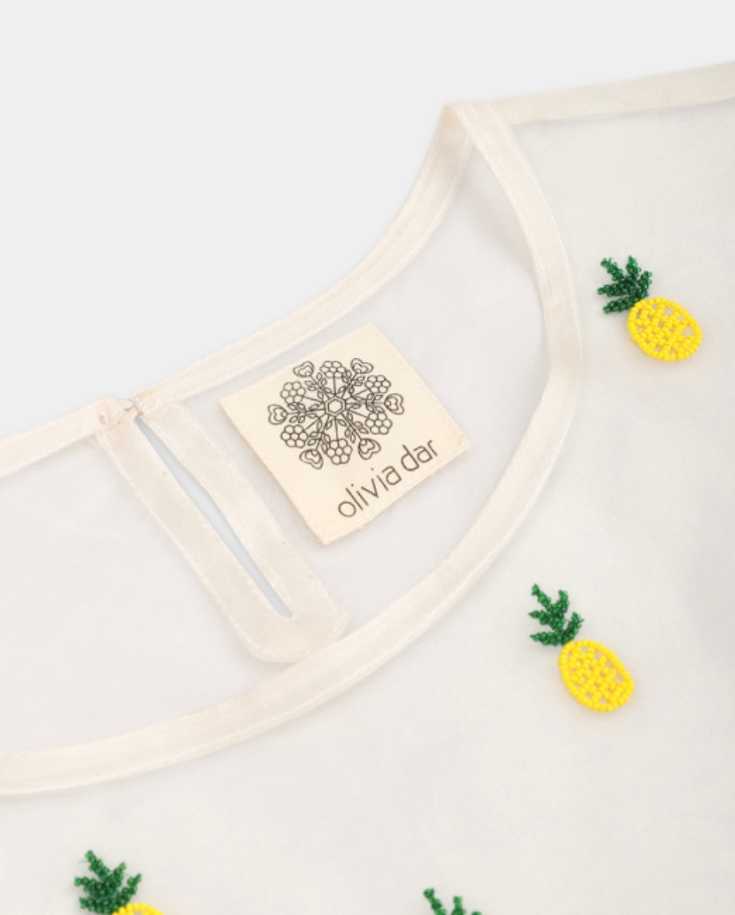 Olivia Dar Beaded Organza Top - Pineapple