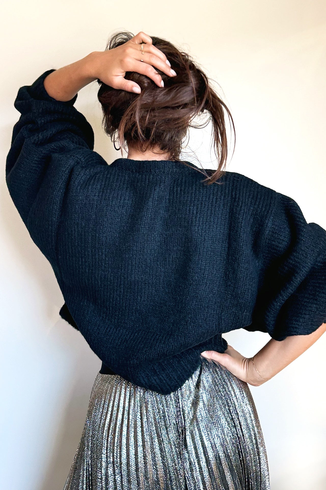 Atelier Delphine Balloon Sleeve Sweater in Black