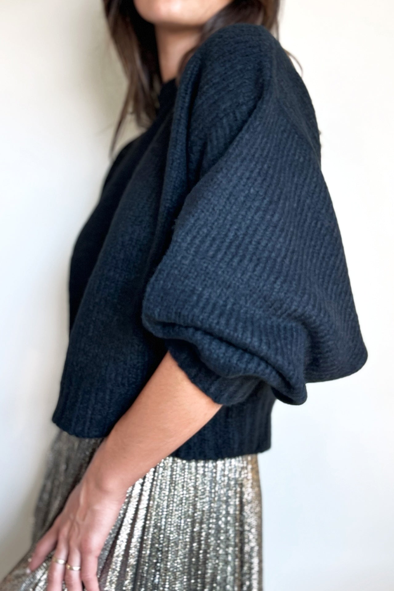 Atelier Delphine Balloon Sleeve Sweater in Black