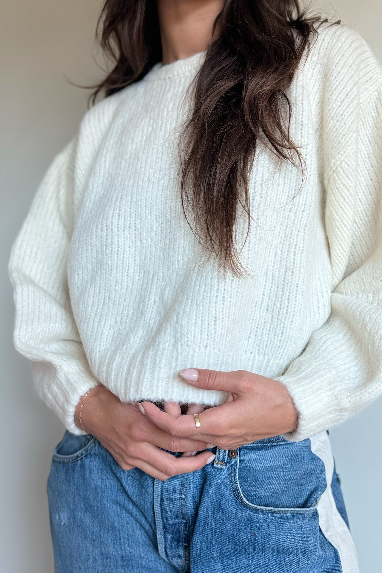 Atelier Delphine Balloon Sleeve Sweater in Cream