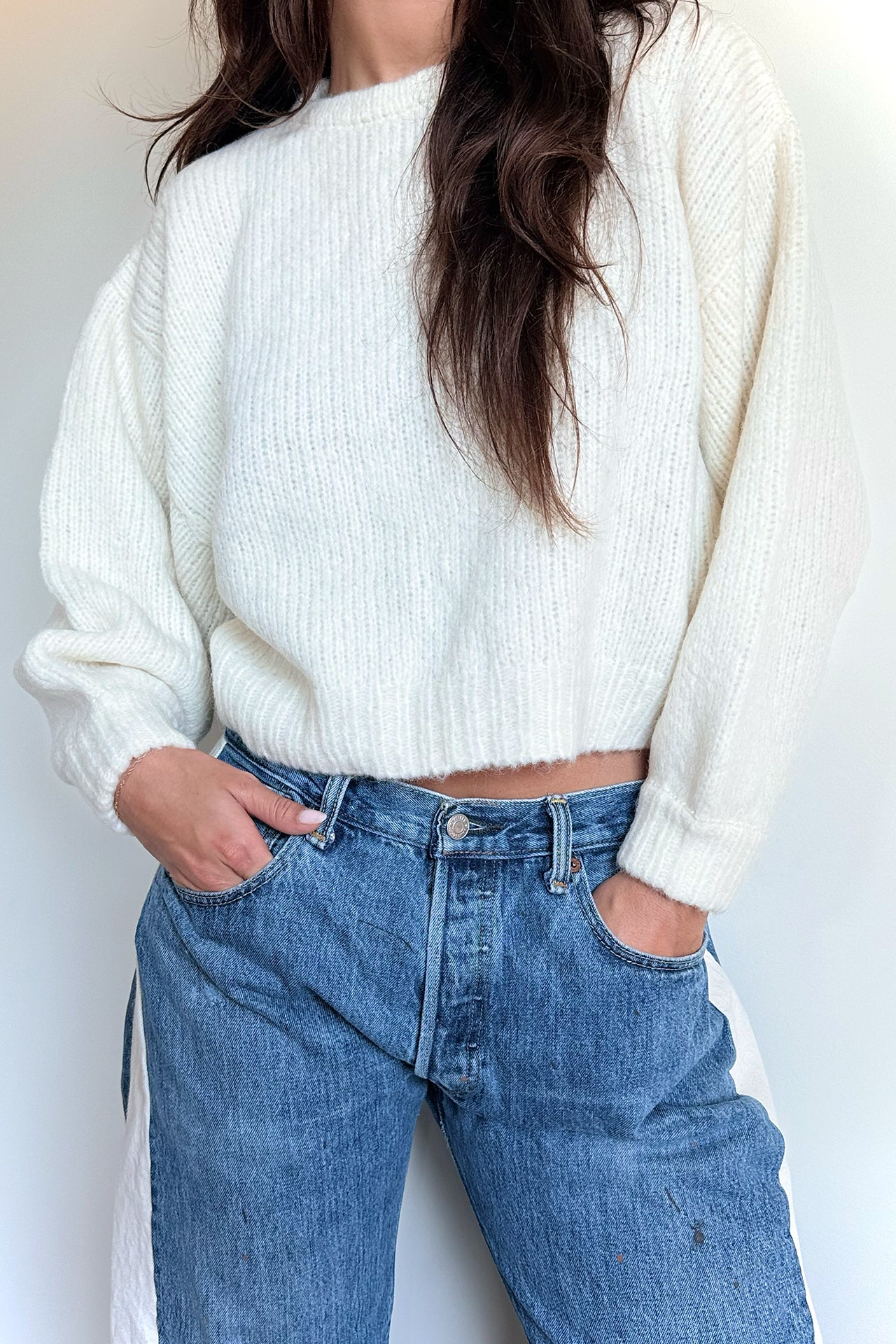 Atelier Delphine Balloon Sleeve Sweater in Cream