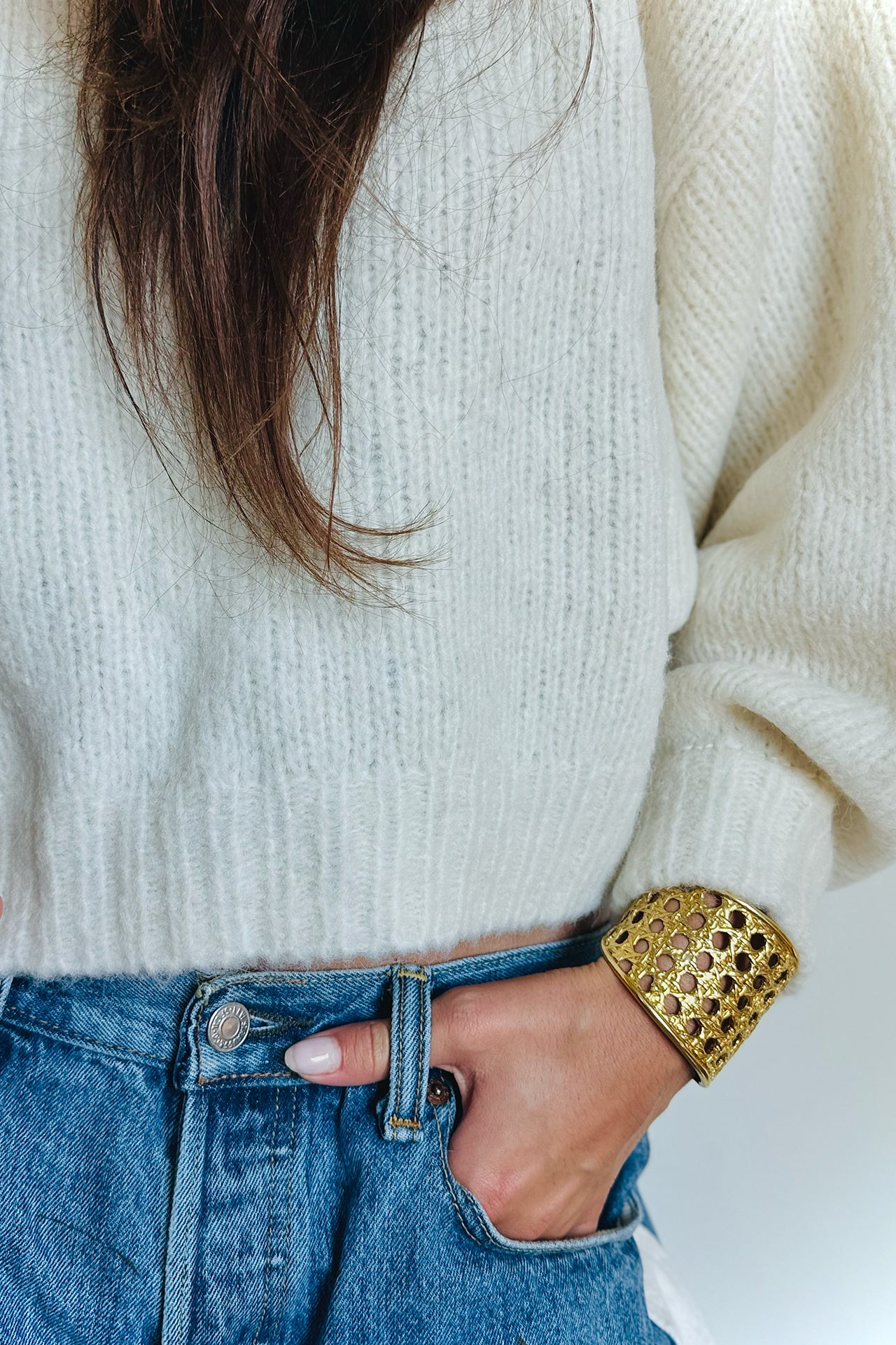Atelier Delphine Balloon Sleeve Sweater in Cream