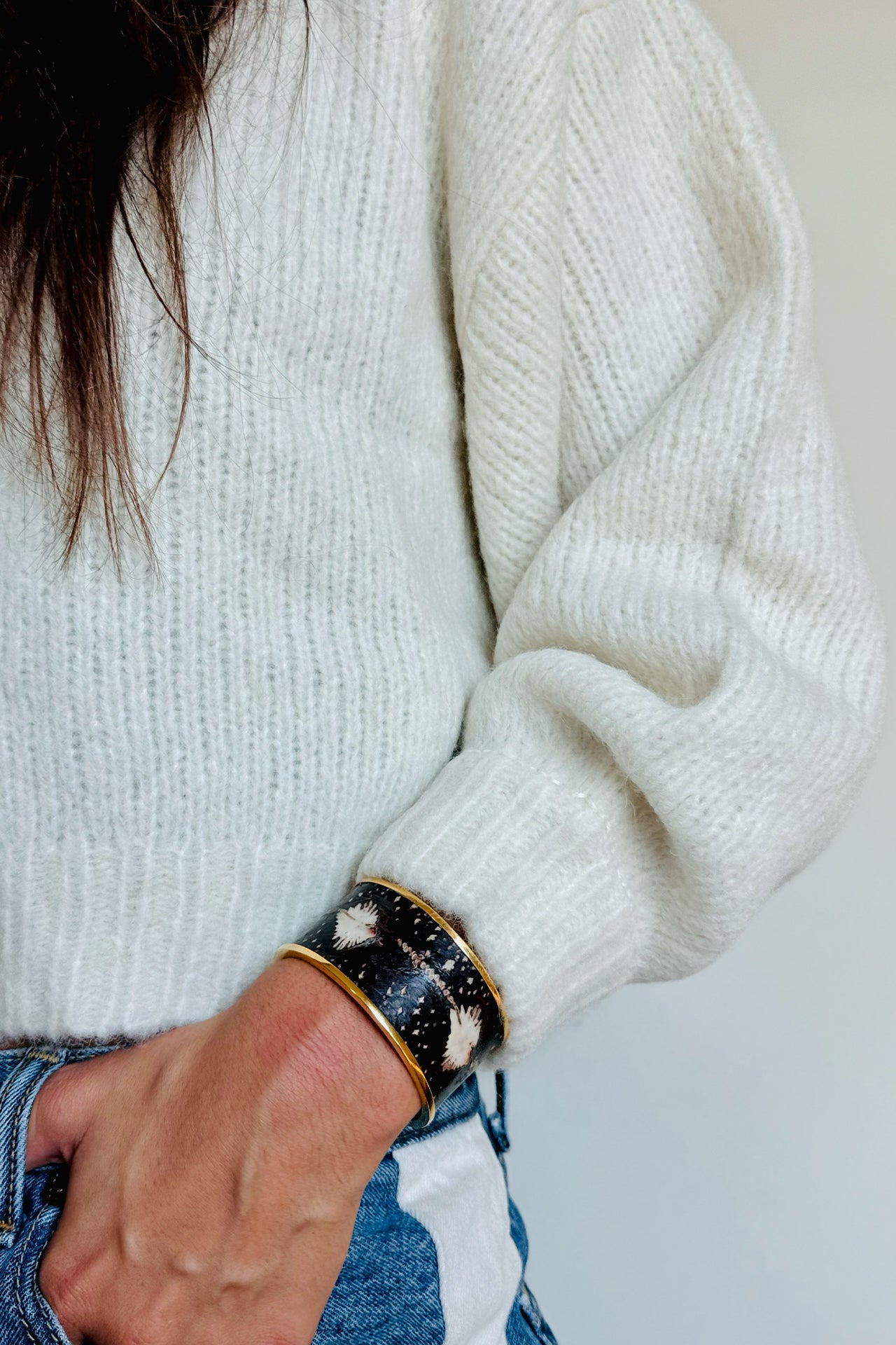Atelier Delphine Balloon Sleeve Sweater in Cream