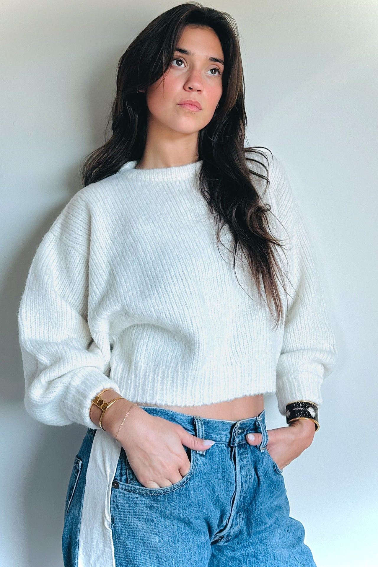 Atelier Delphine Balloon Sleeve Sweater in Cream