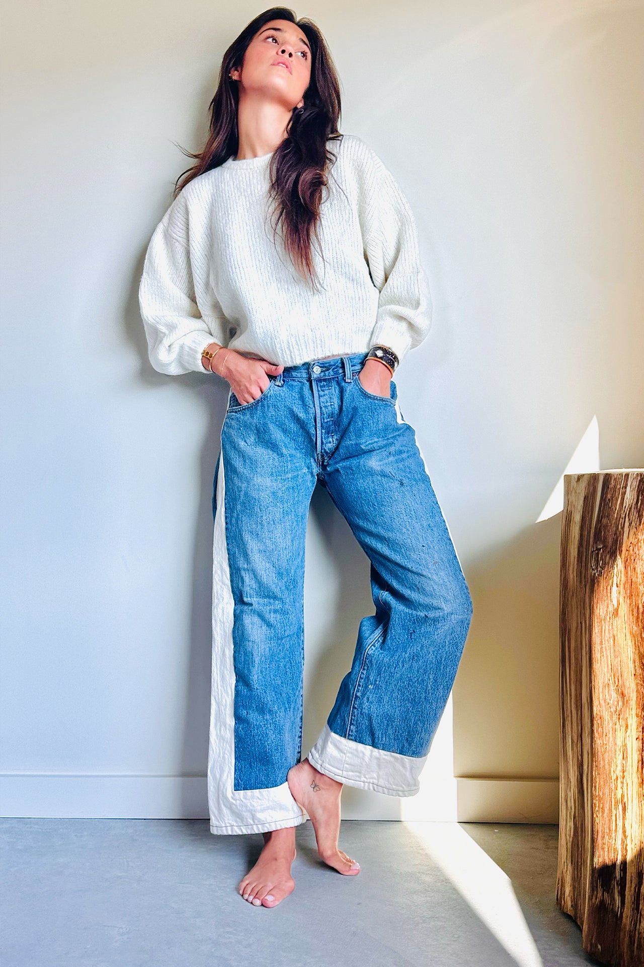 Atelier Delphine Balloon Sleeve Sweater in Cream