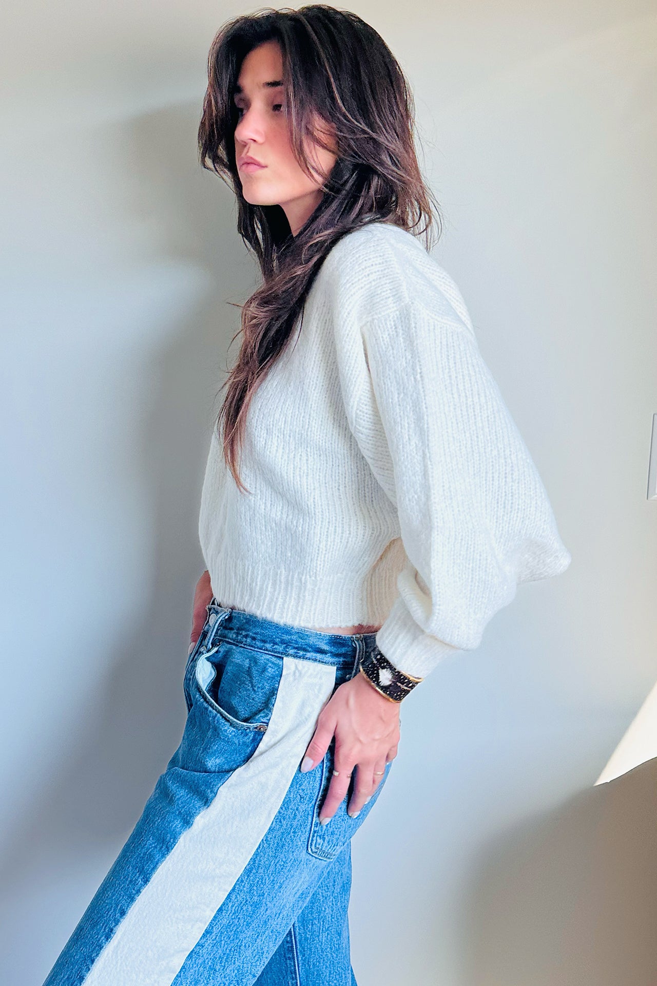 Atelier Delphine Balloon Sleeve Sweater in Cream