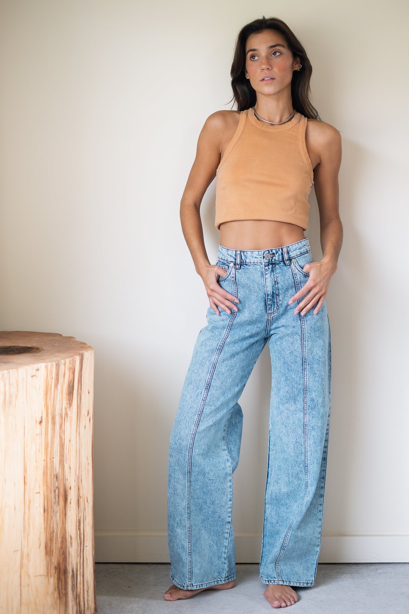 NSF Amaya Fitted Crop Baby Tank in Faded Sunbaked