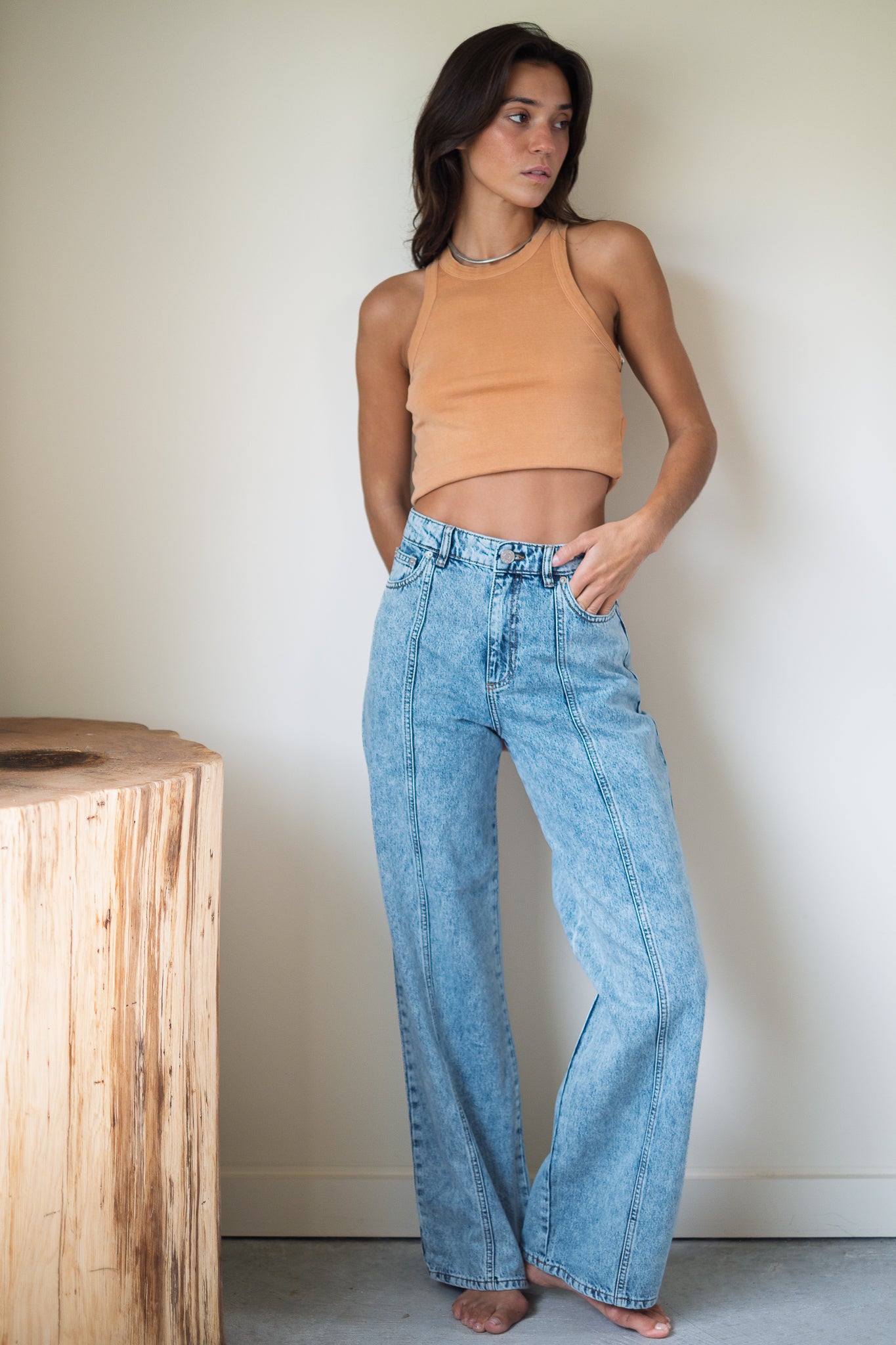 NSF Amaya Fitted Crop Baby Tank in Faded Sunbaked