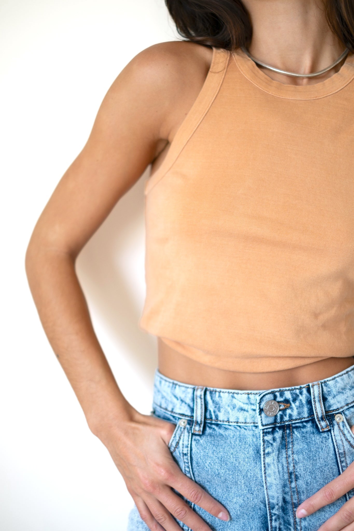 NSF Amaya Fitted Crop Baby Tank in Faded Sunbaked