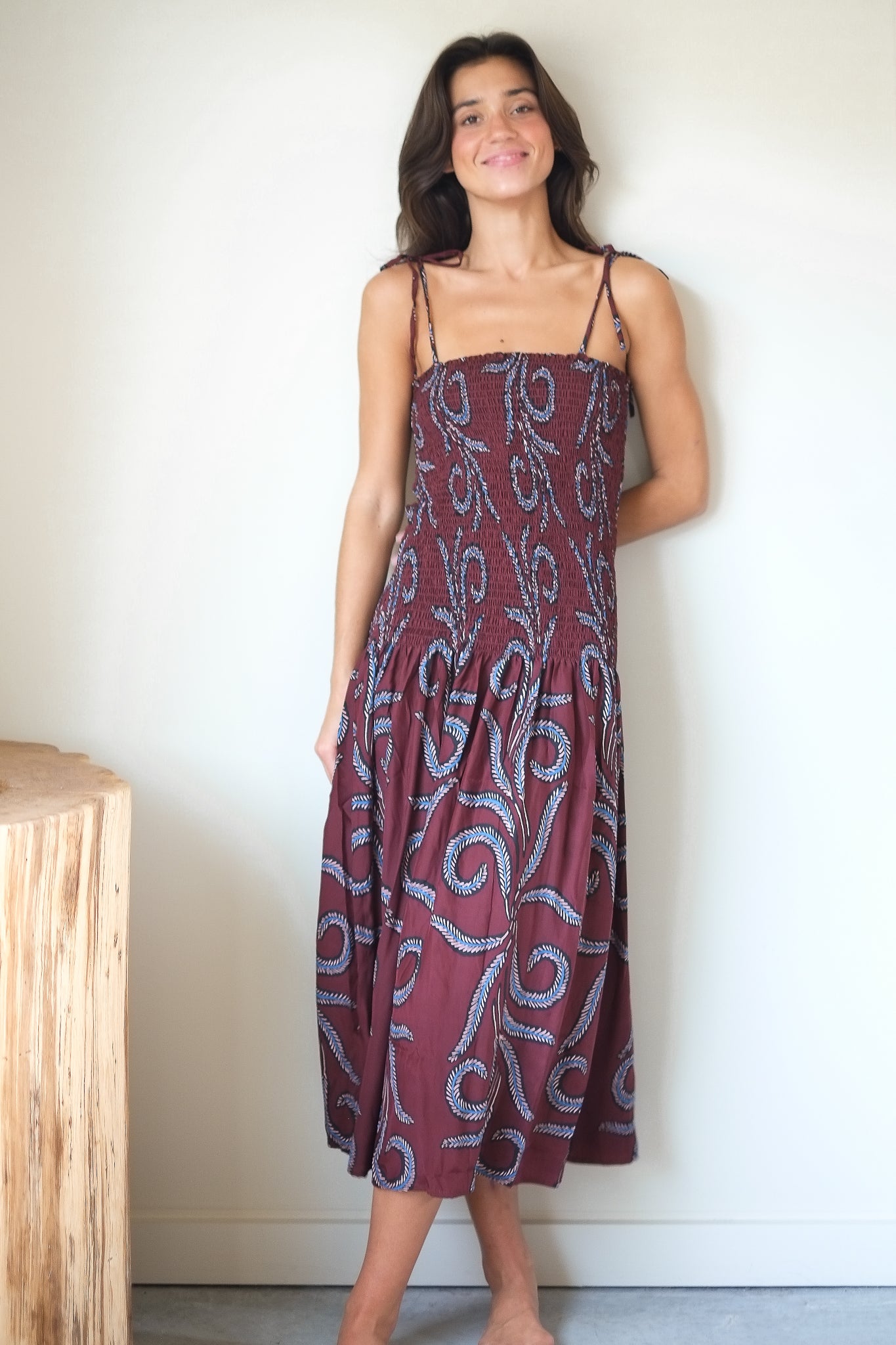 Natalie Martin Juliette Dress in Feather Bordeaux