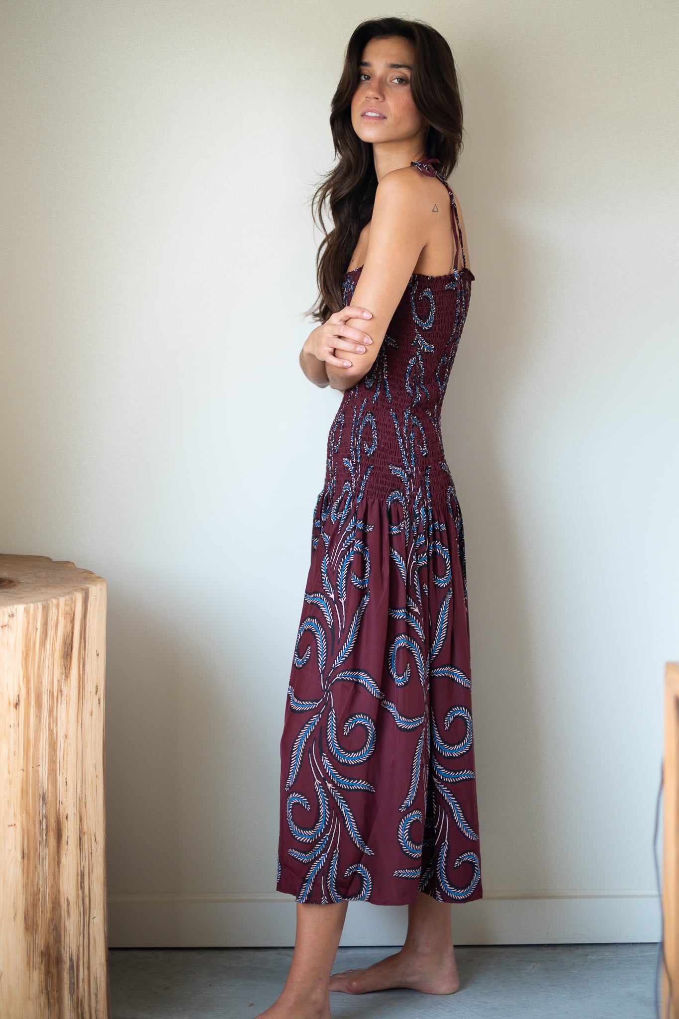 Natalie Martin Juliette Dress in Feather Bordeaux