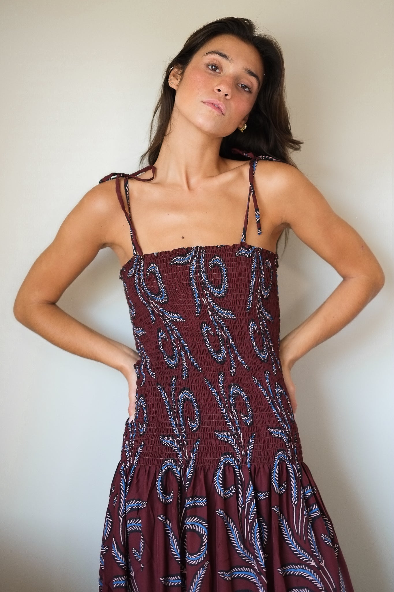 Natalie Martin Juliette Dress in Feather Bordeaux