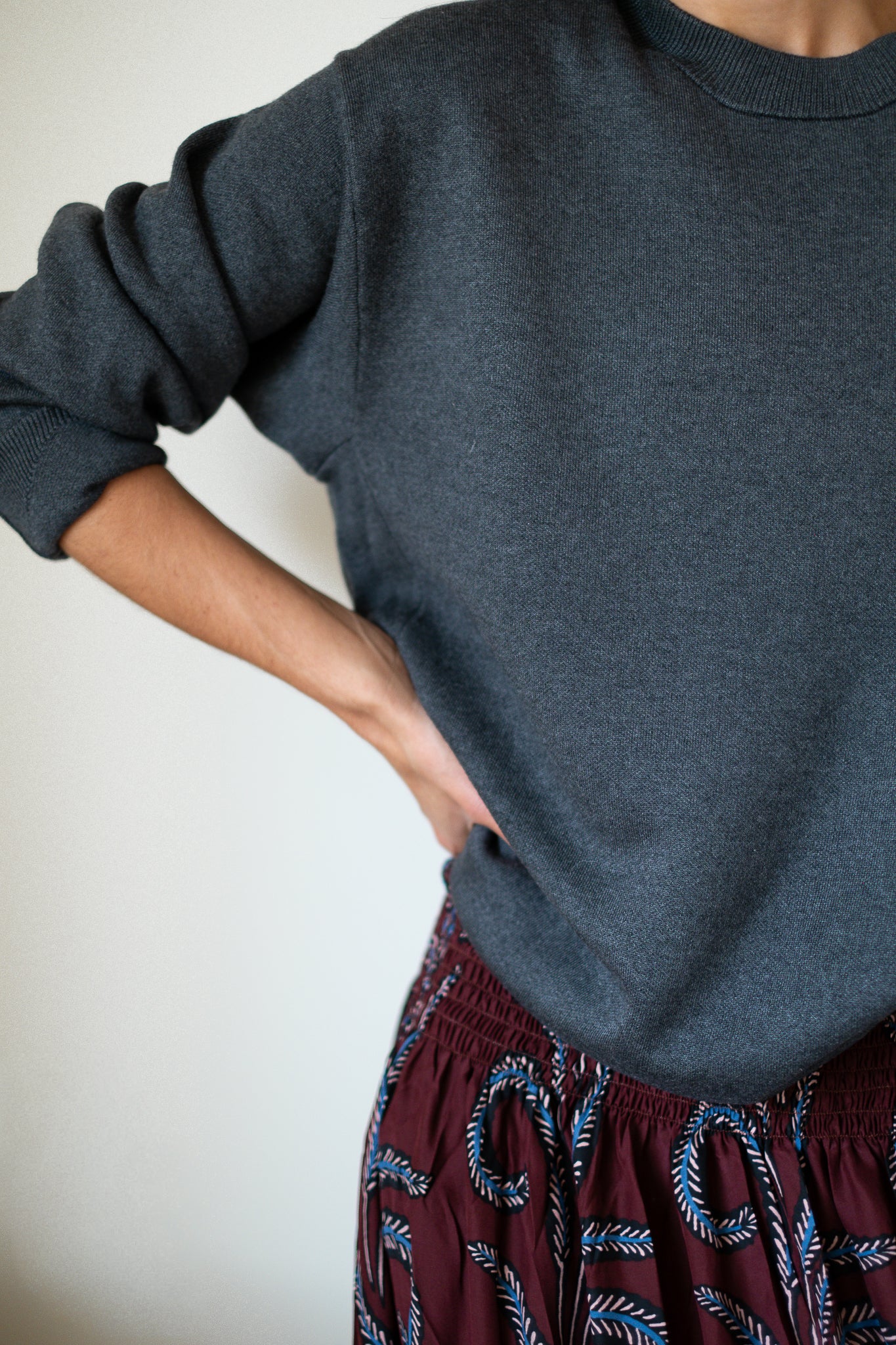 C.T.plage Silk Cashmere Double Face Pullover in Grey