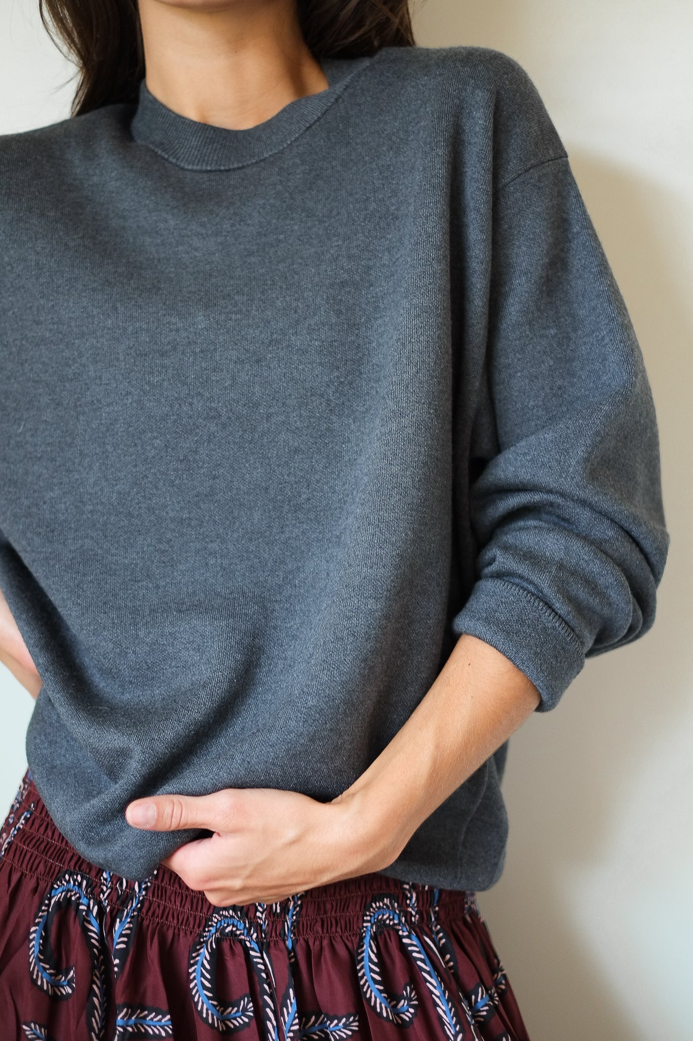 C.T.plage Silk Cashmere Double Face Pullover in Grey