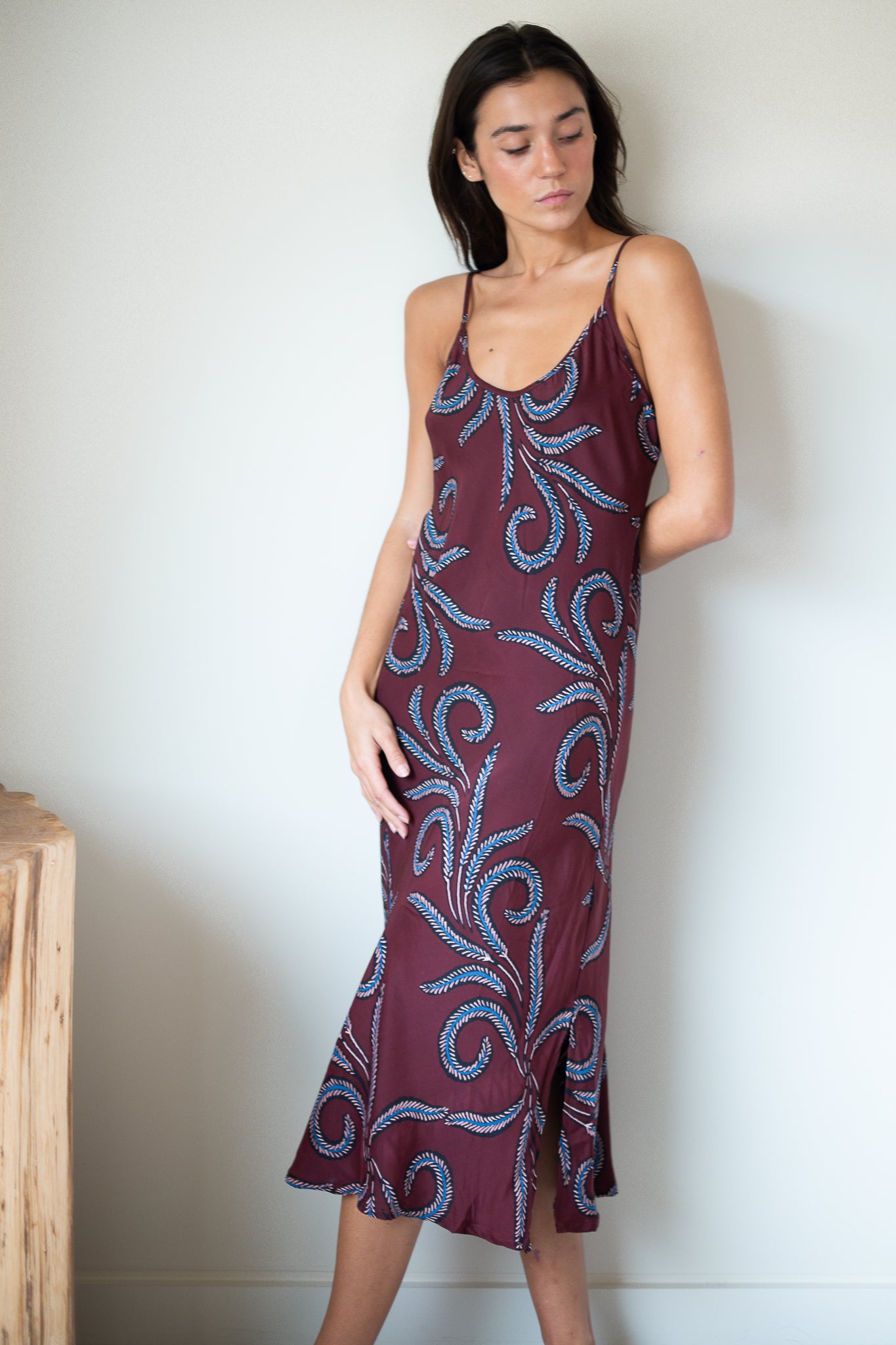 Natalie Martin Leandra Dress in Feather Bordeaux