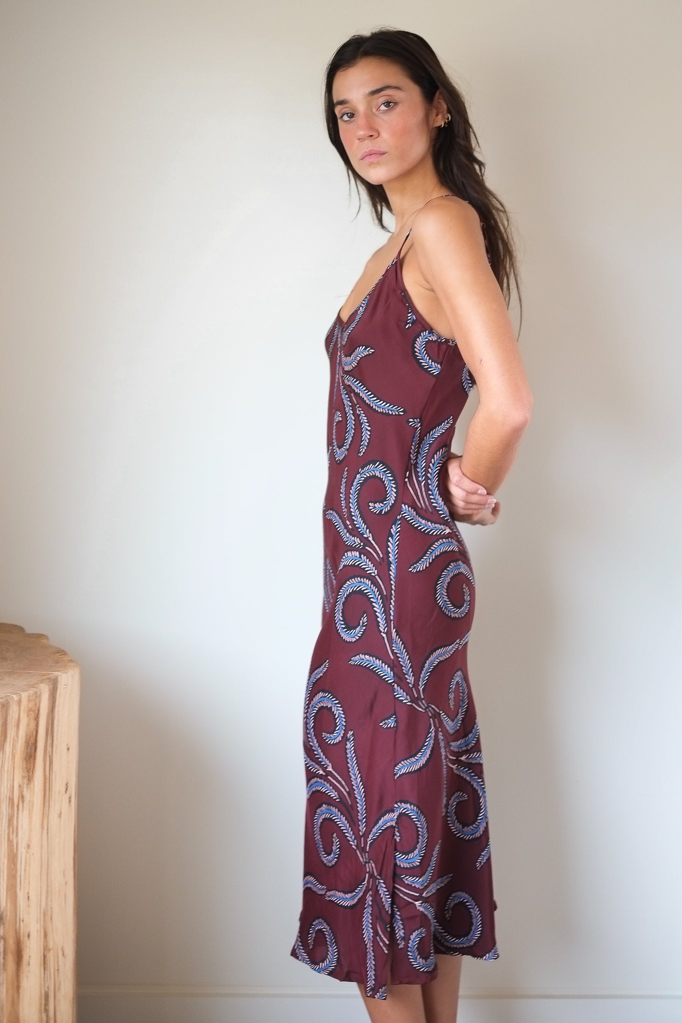 Natalie Martin Leandra Dress in Feather Bordeaux