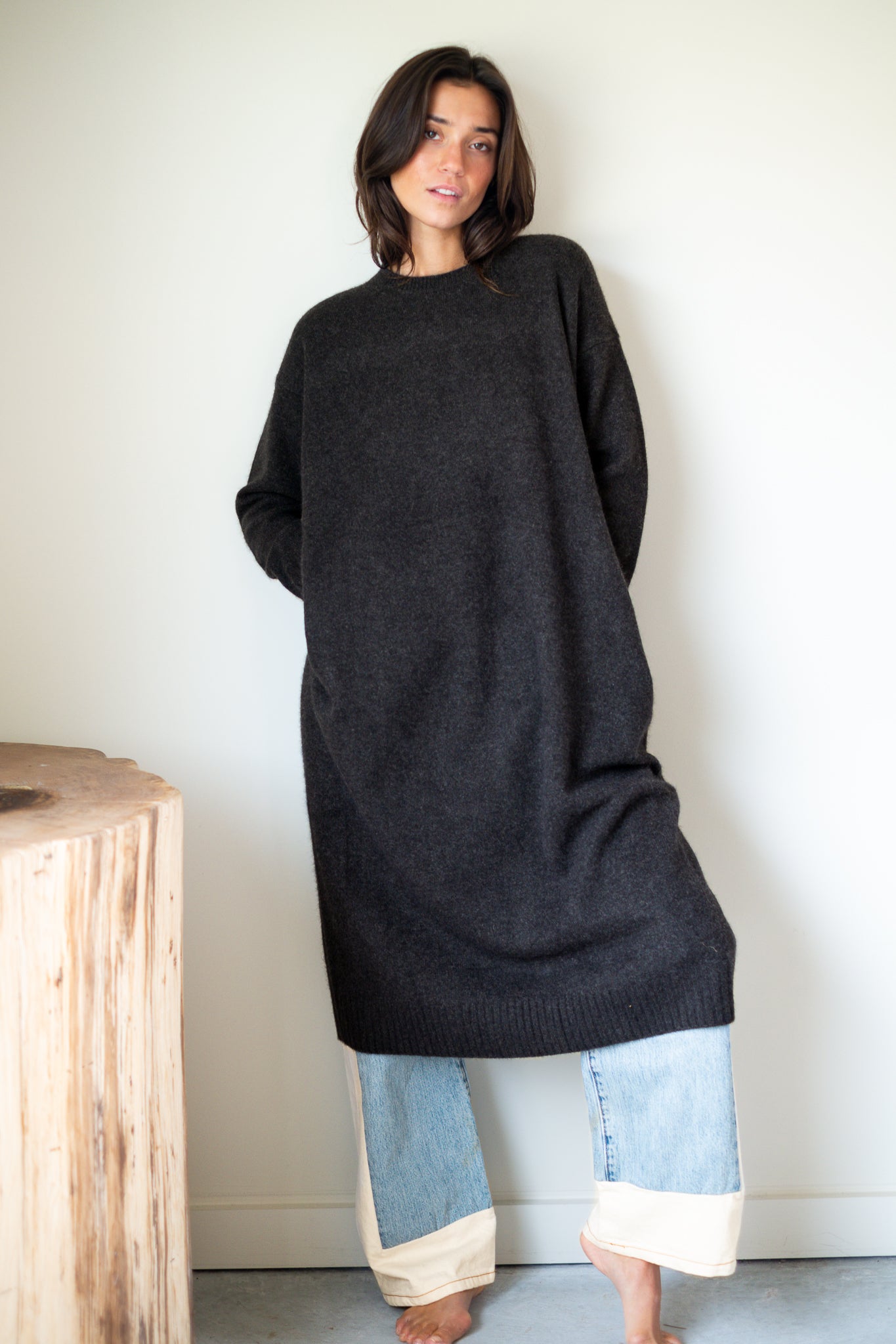 C.T.plage Pullover Sweater Dress in Charcoal Grey