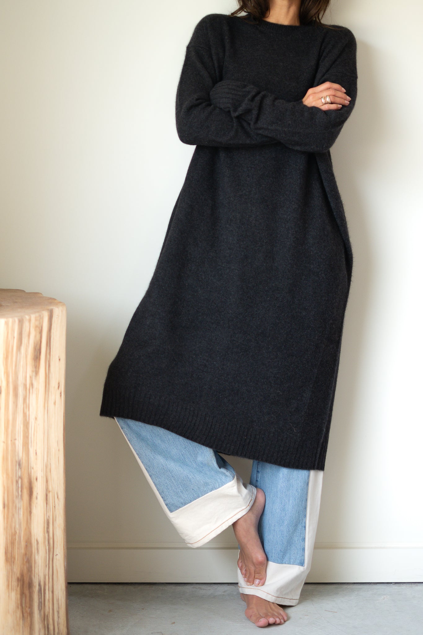 C.T.plage Pullover Sweater Dress in Charcoal Grey