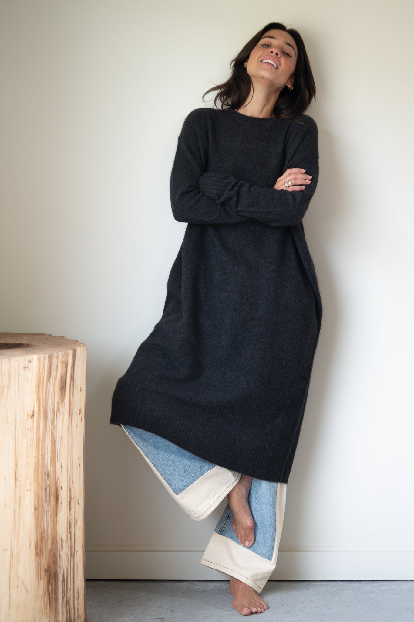 C.T.plage Pullover Sweater Dress in Charcoal Grey