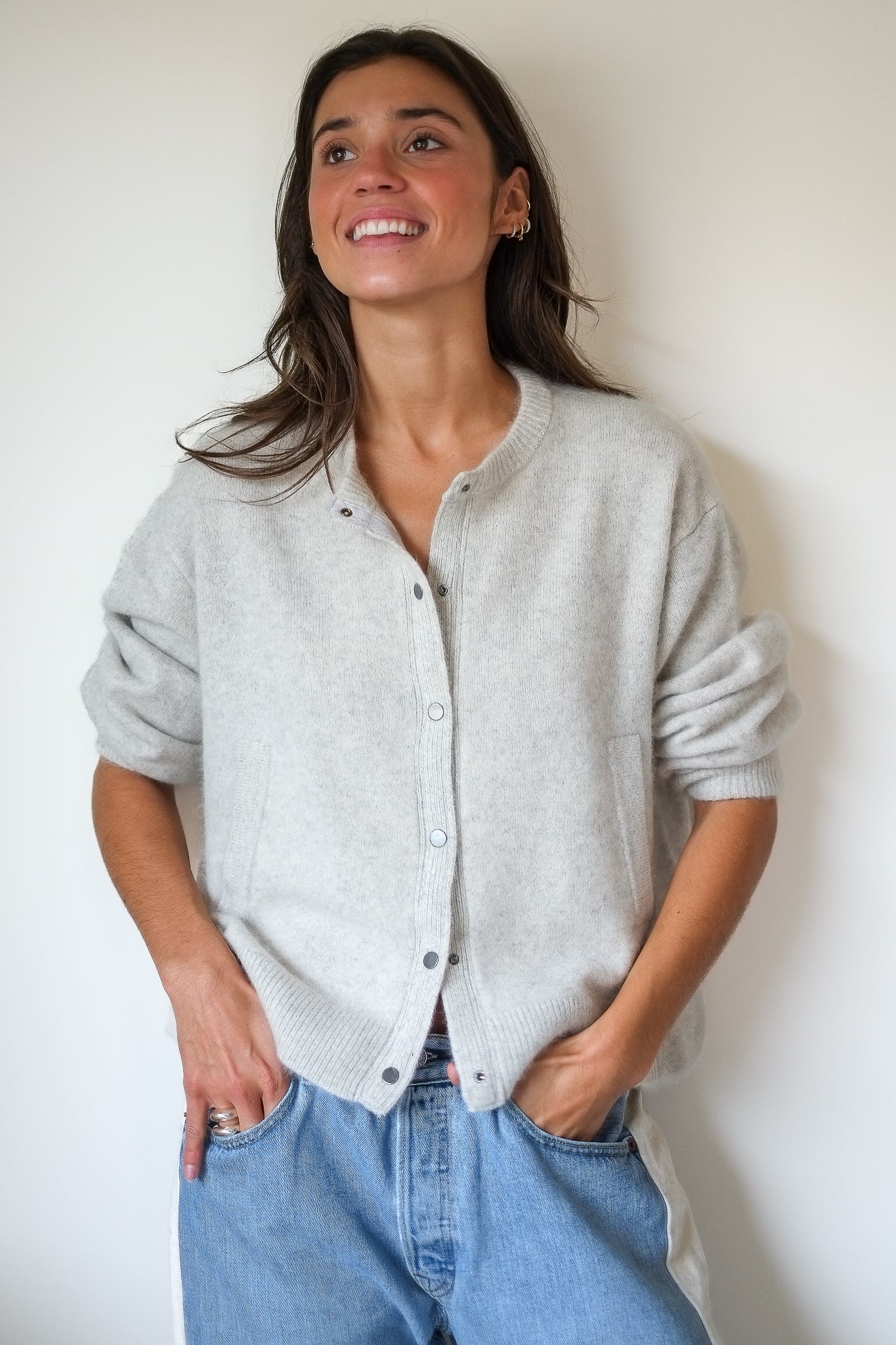 C.T.plage Cardigan Bomber in Light Grey