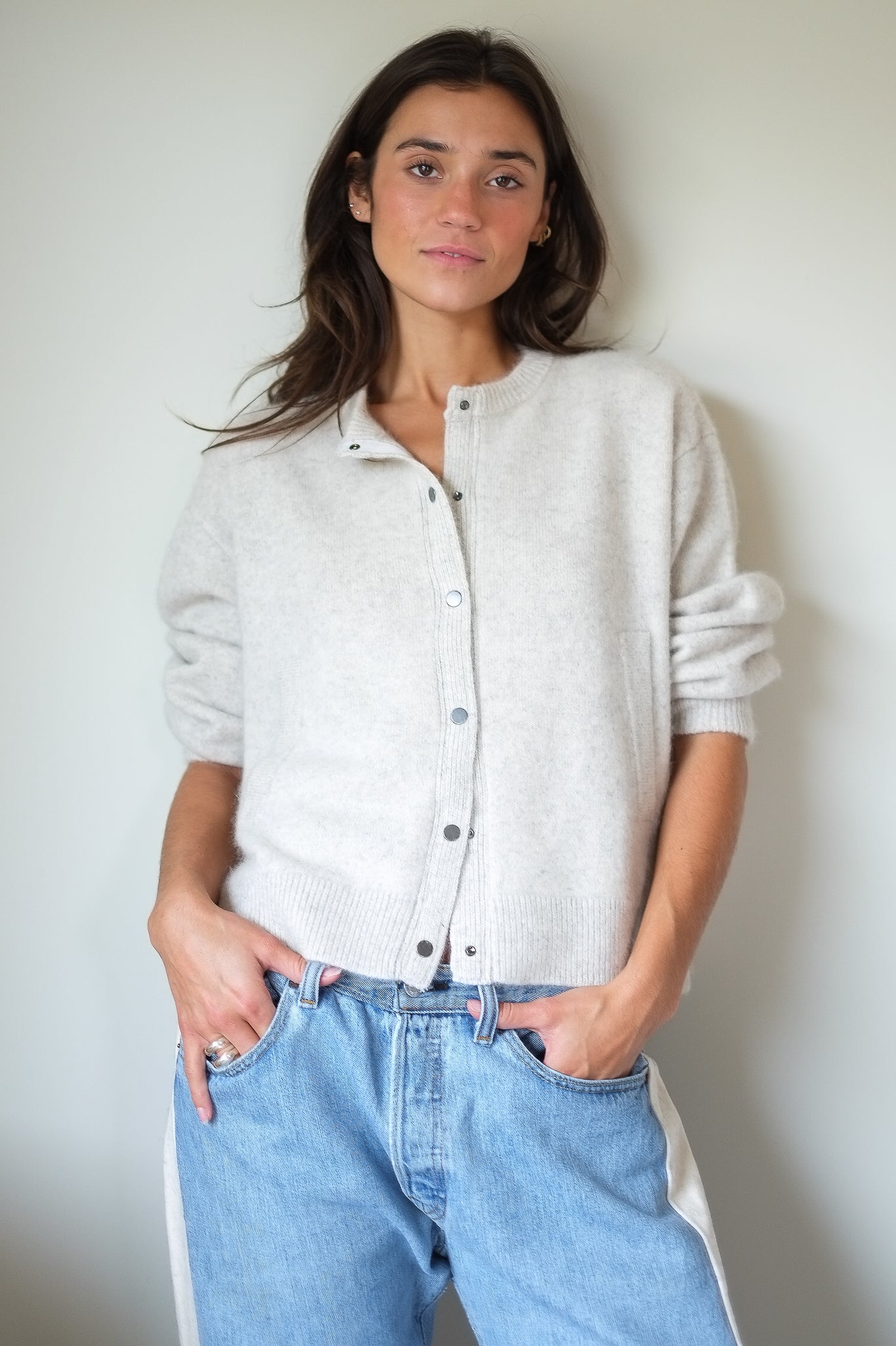 C.T.plage Cardigan Bomber in Light Grey