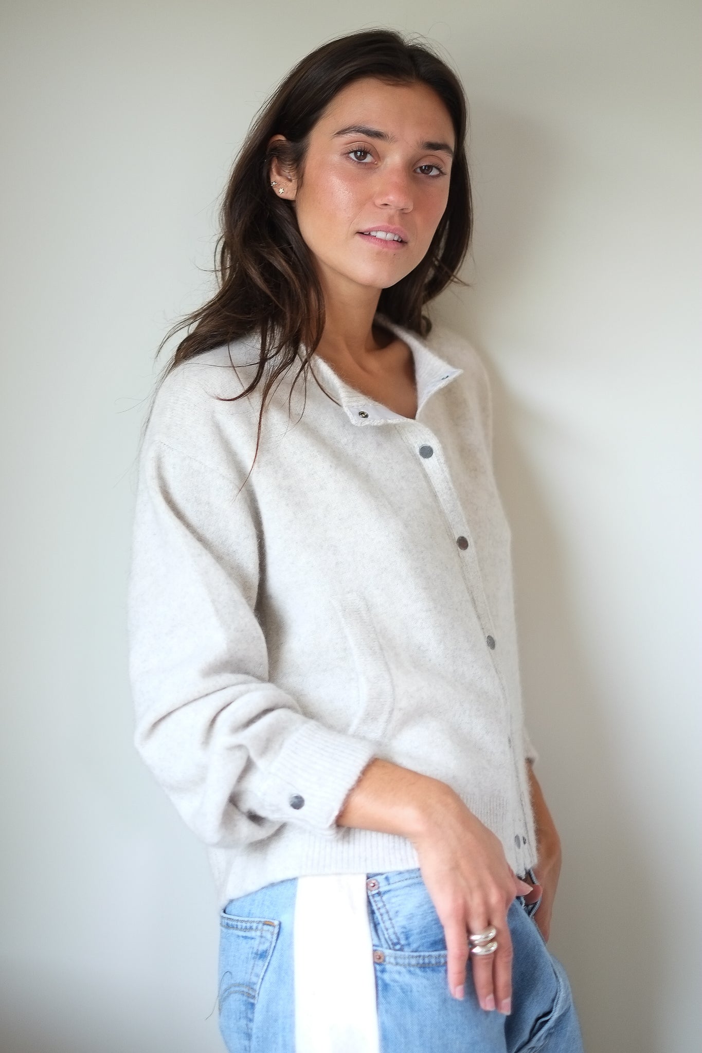C.T.plage Cardigan Bomber in Light Grey