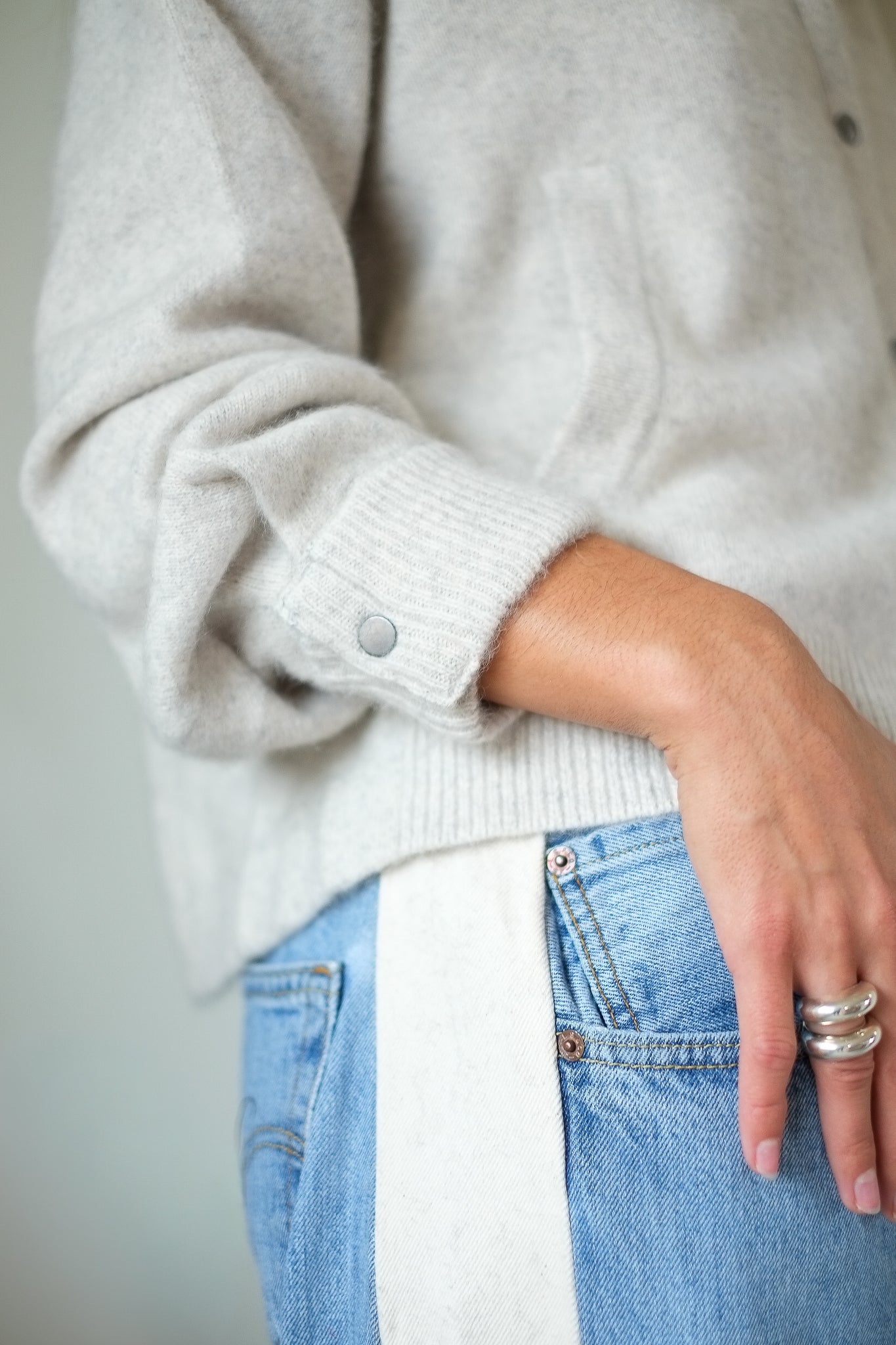 C.T.plage Cardigan Bomber in Light Grey