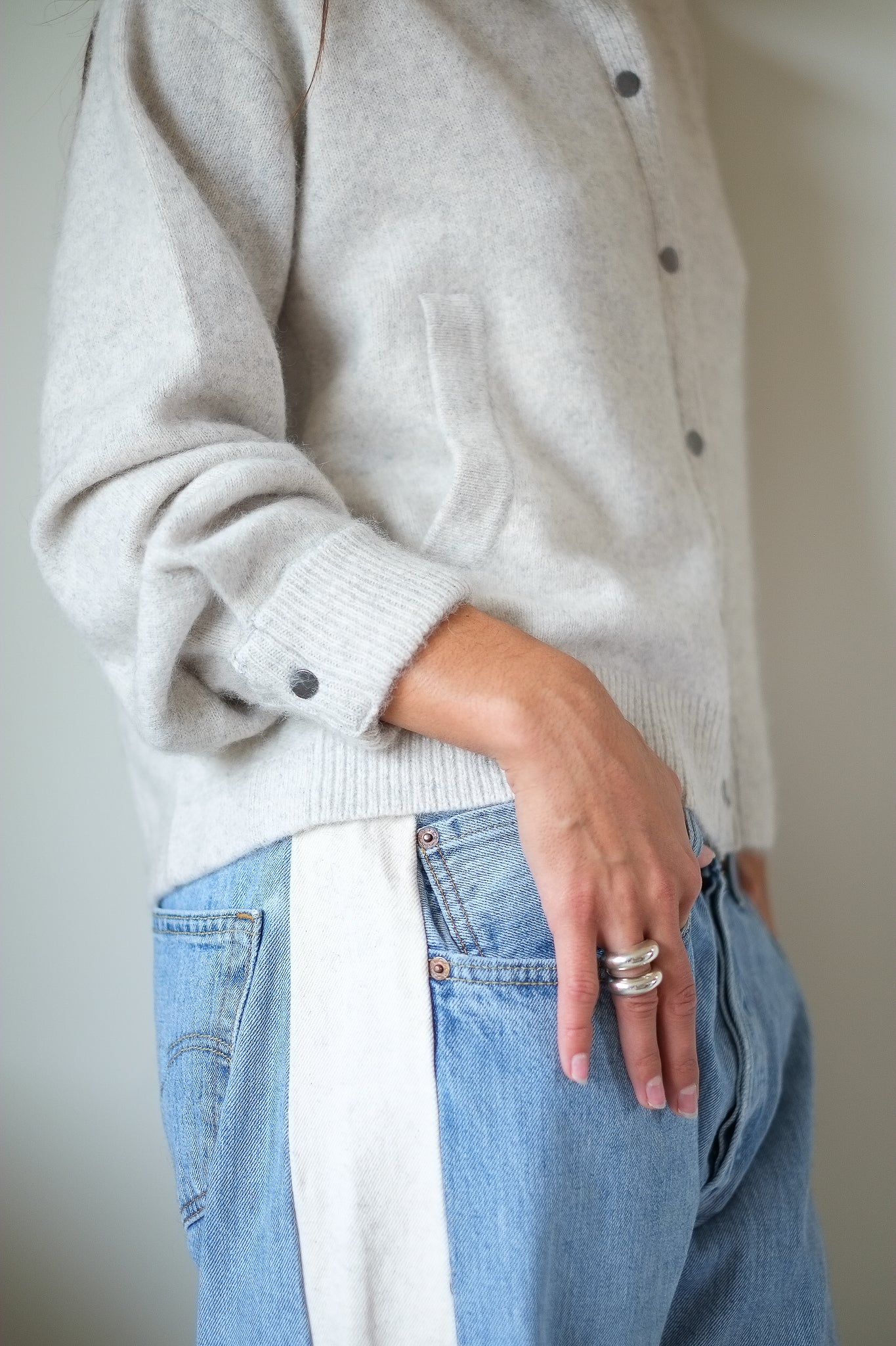 C.T.plage Cardigan Bomber in Light Grey
