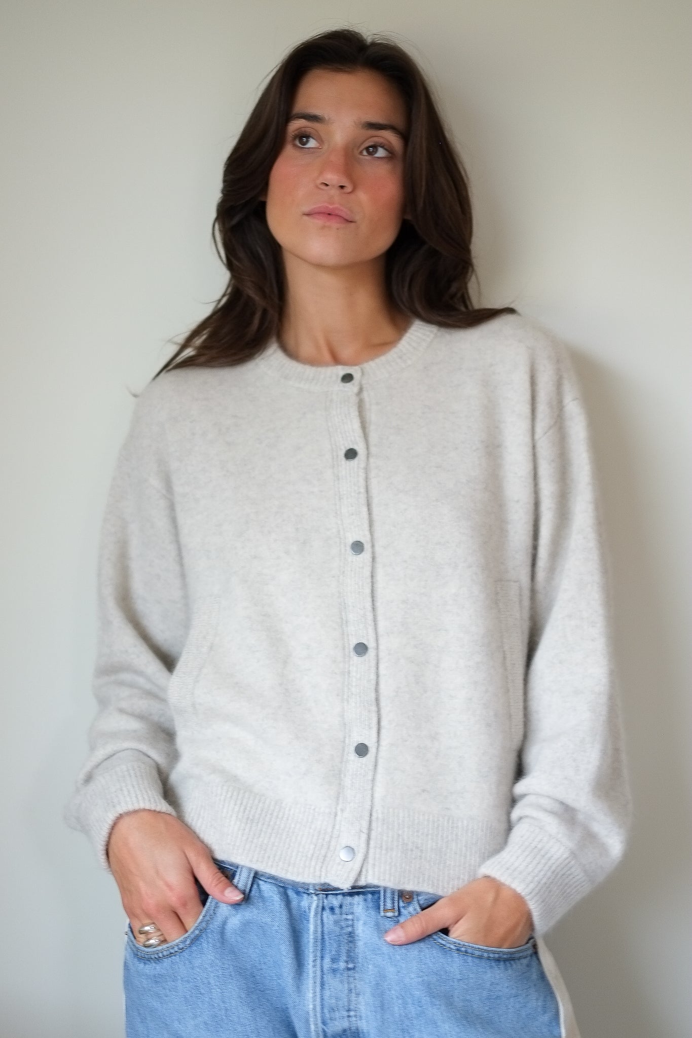 C.T.plage Cardigan Bomber in Light Grey