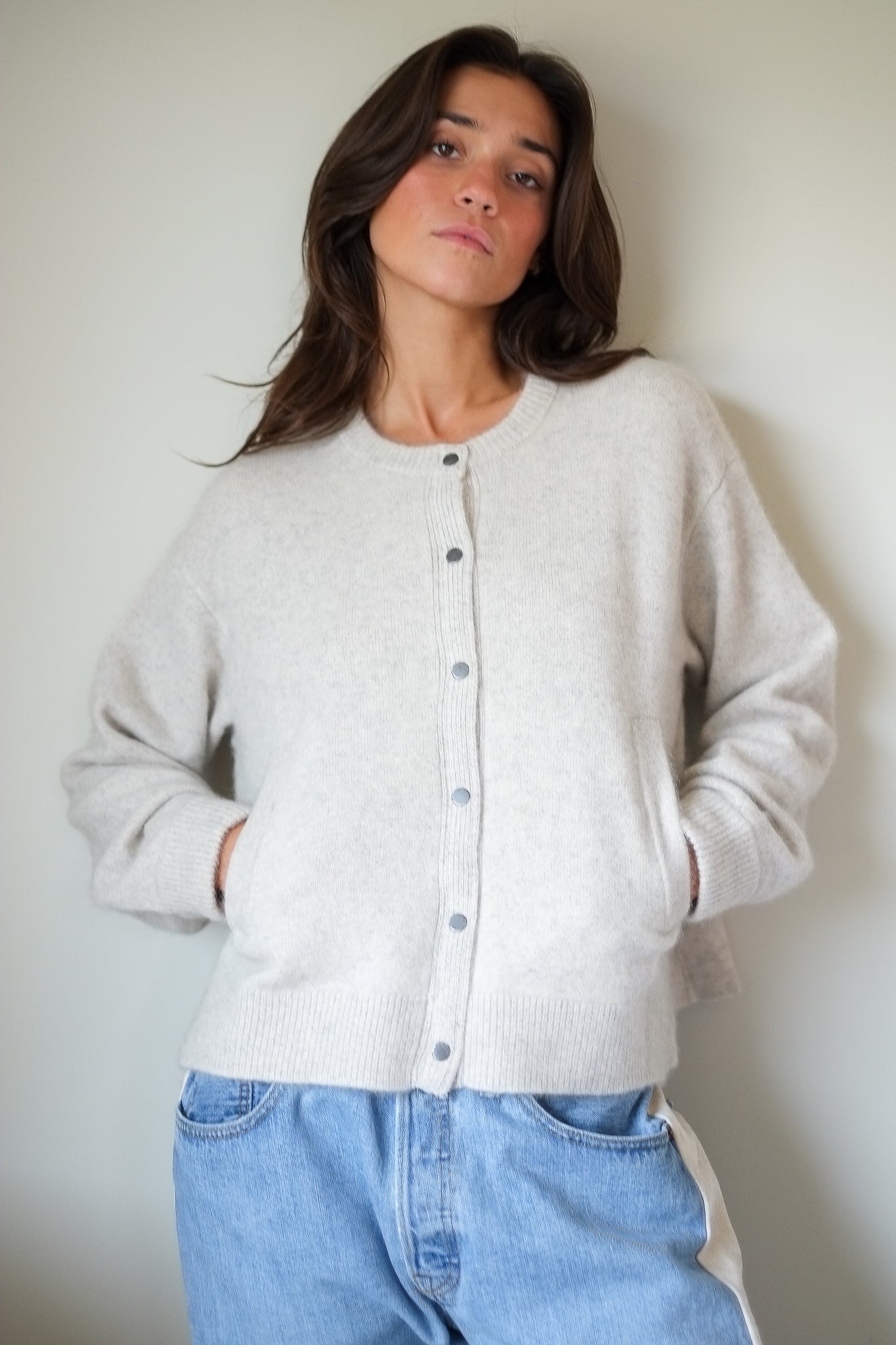C.T.plage Cardigan Bomber in Light Grey