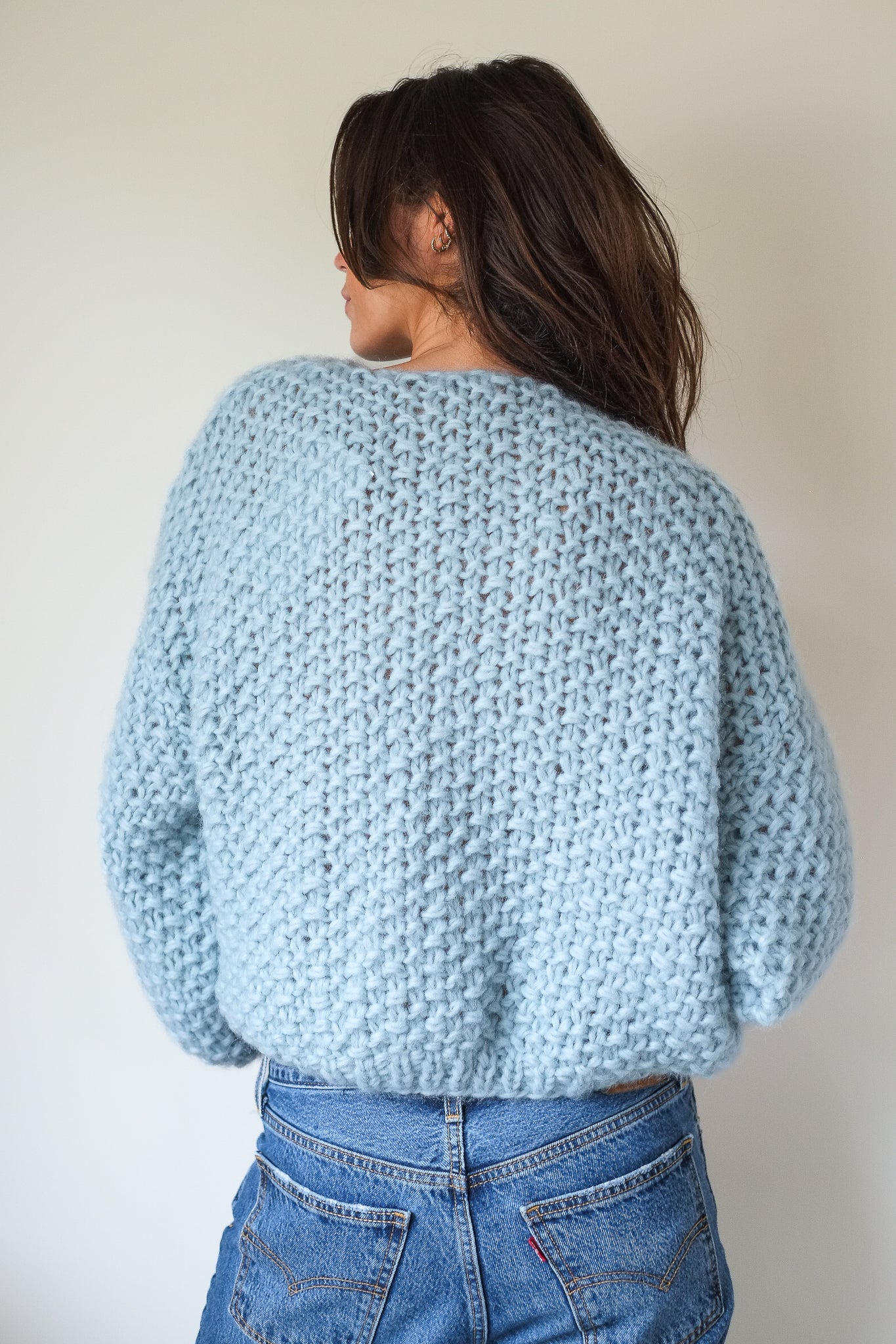Maiami Chunky Alpaca Pearl Bomber Cardigan in Steel Green