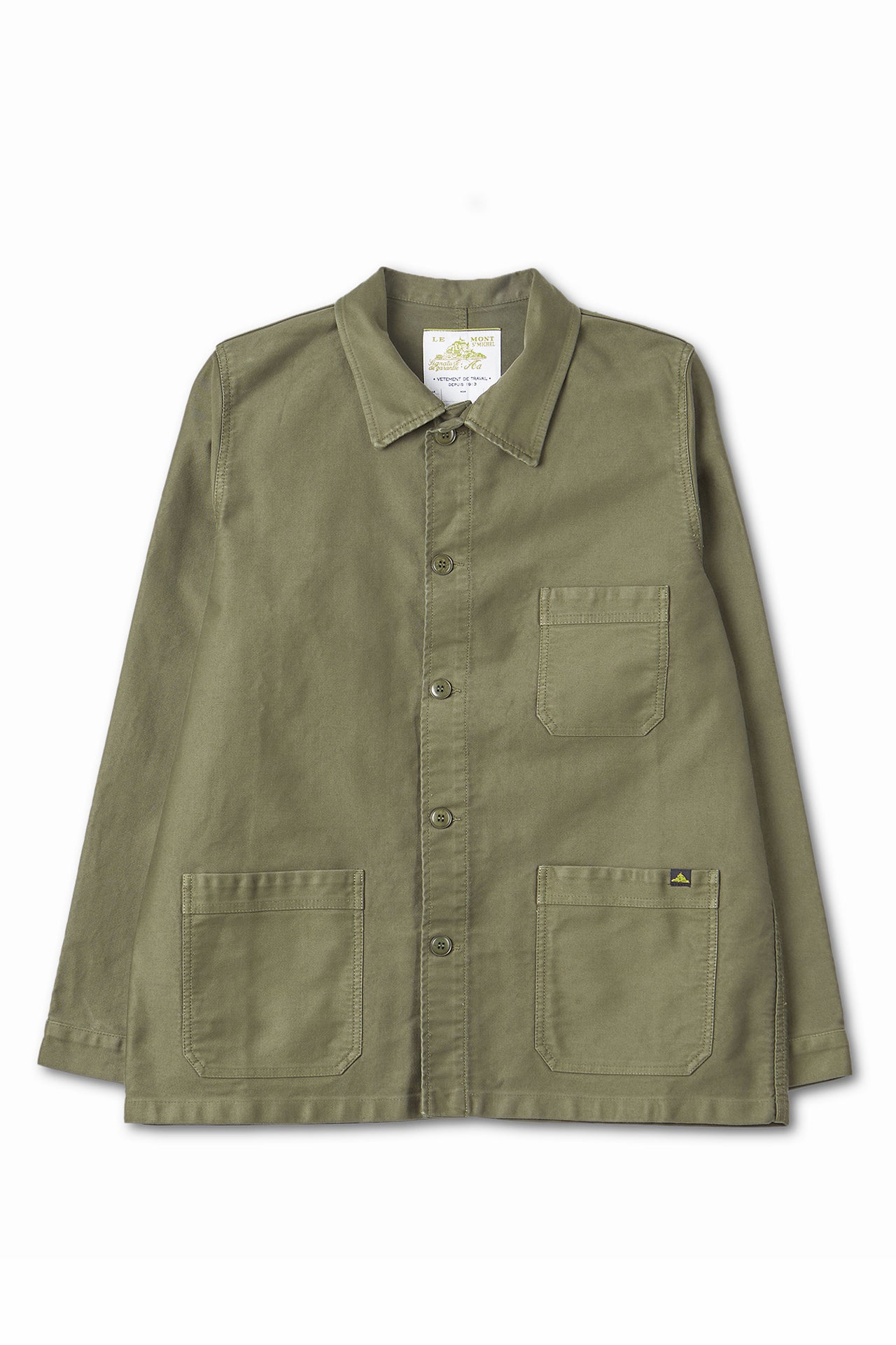 Le Mont S'Michel Moleskin Vintage Washed Work Jacket in Khaki