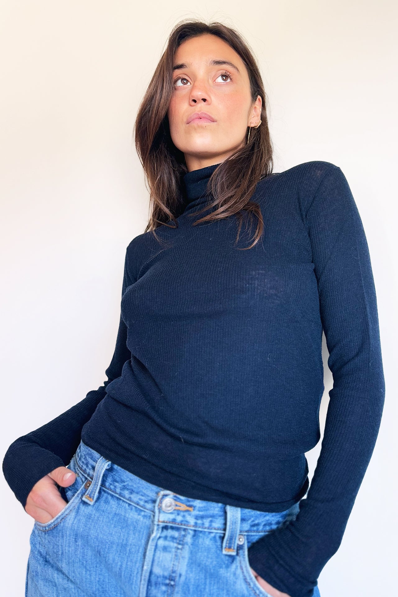 C.T.plage Light Wool Rib Turtle Neck (5540K Navy)