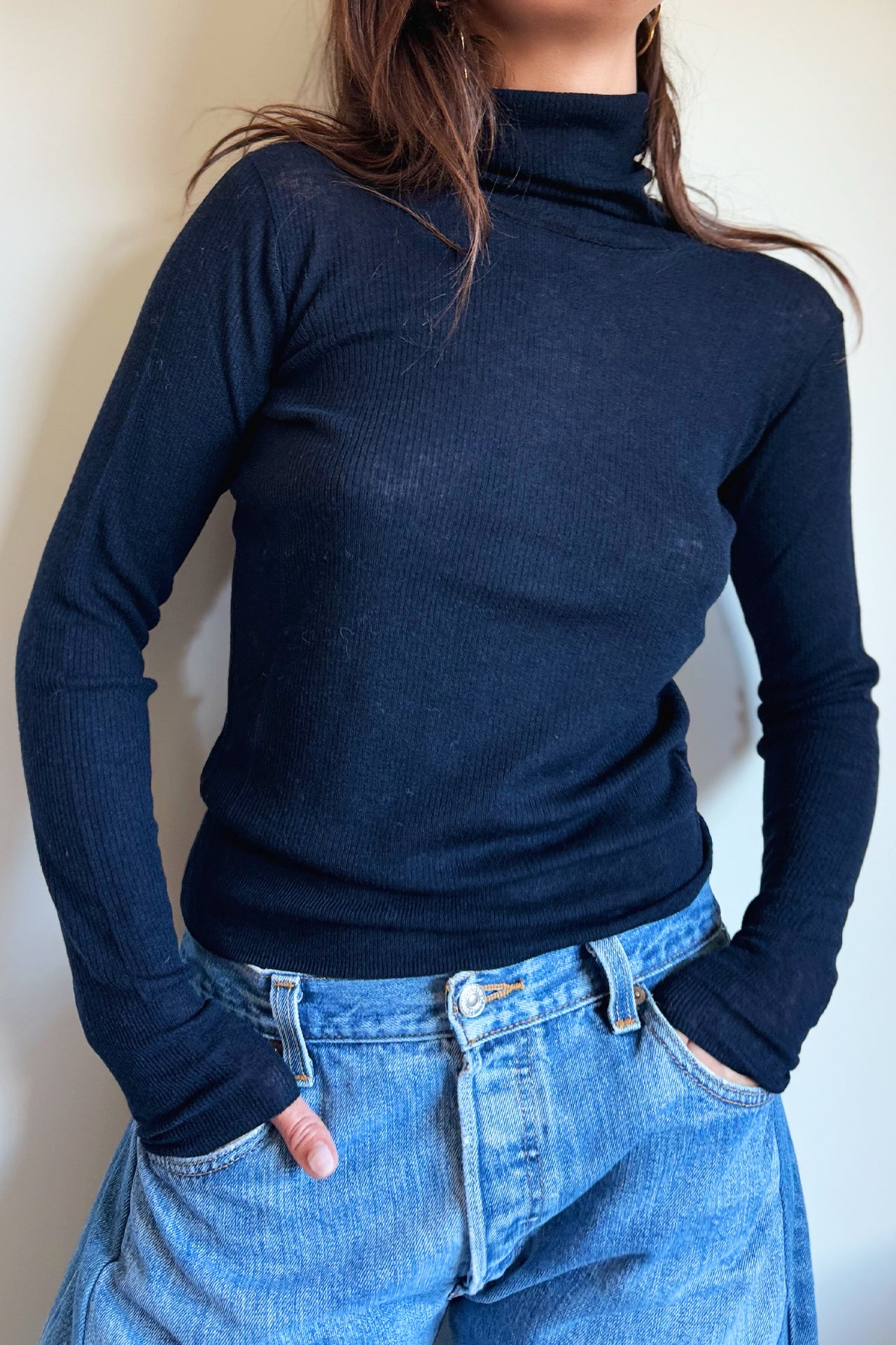 C.T.plage Light Wool Rib Turtle Neck (5540K Navy)