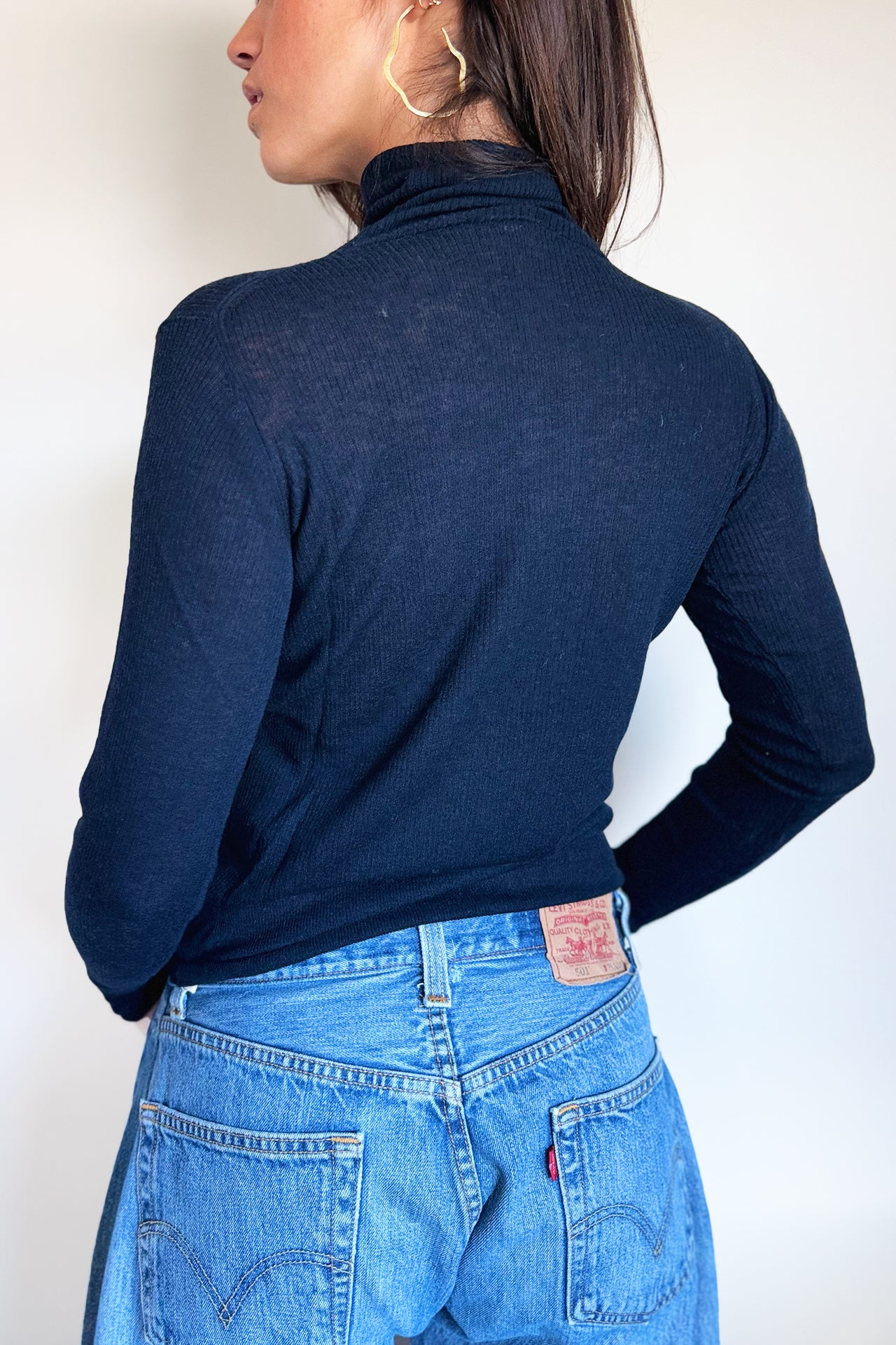 C.T.plage Light Wool Rib Turtle Neck (5540K Navy)