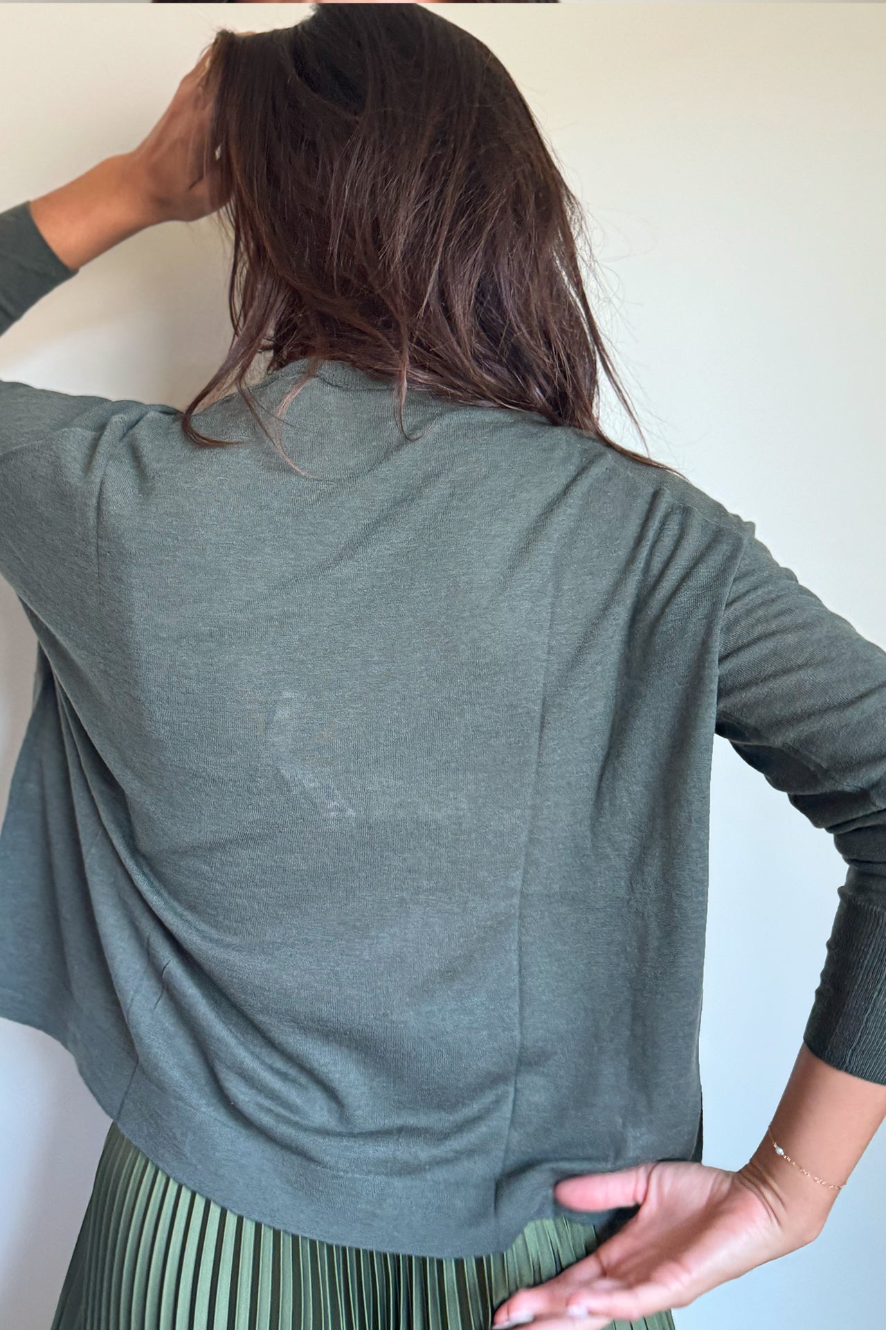 C.T.plage Light Wool Oversized Crew Neck Pullover in Khaki
