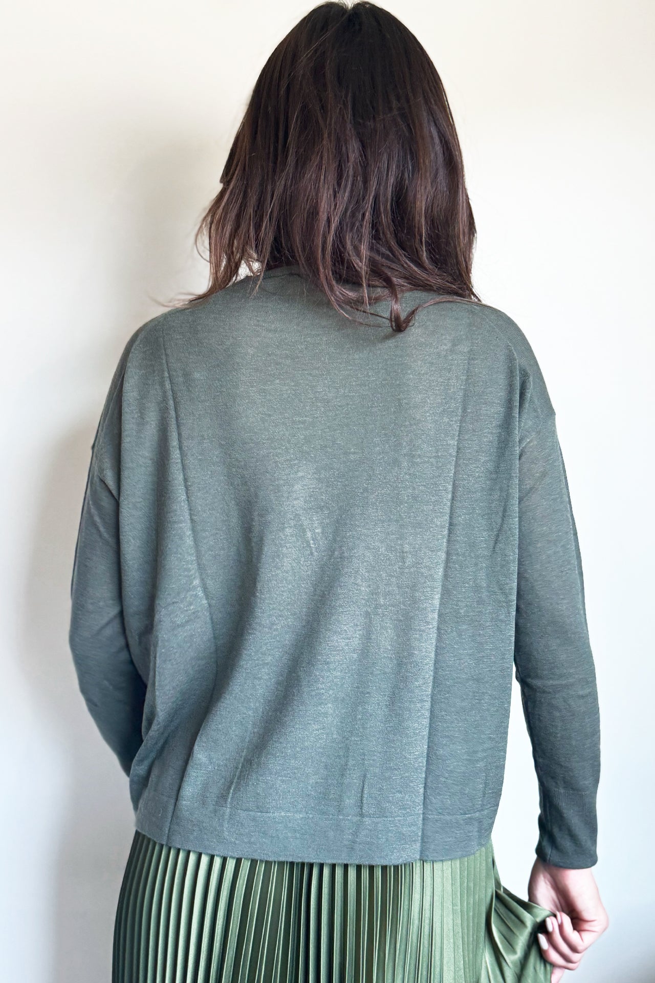 C.T.plage Light Wool Oversized Crew Neck Pullover in Khaki