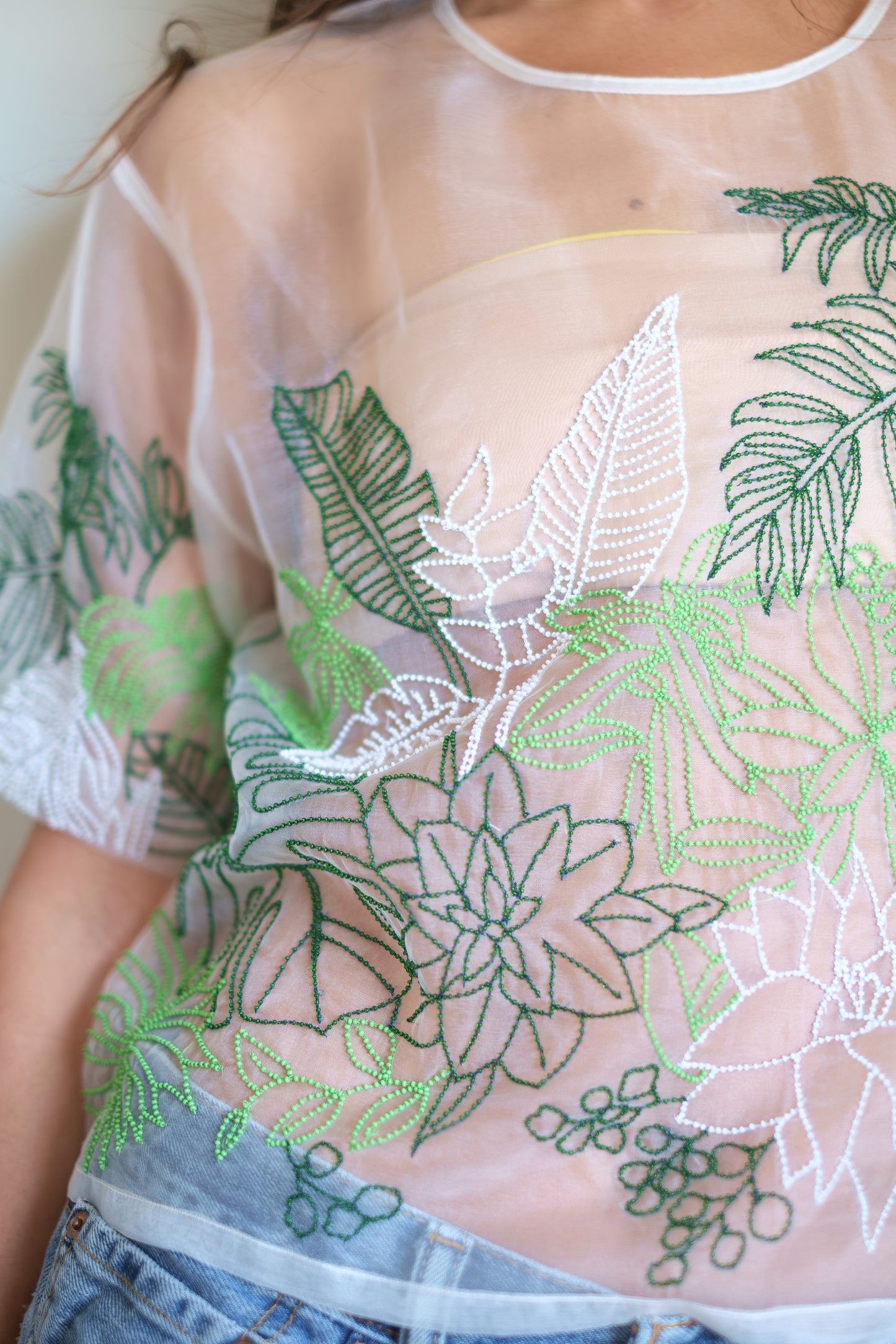 Olivia Dar Beaded Organza Top - Tropical