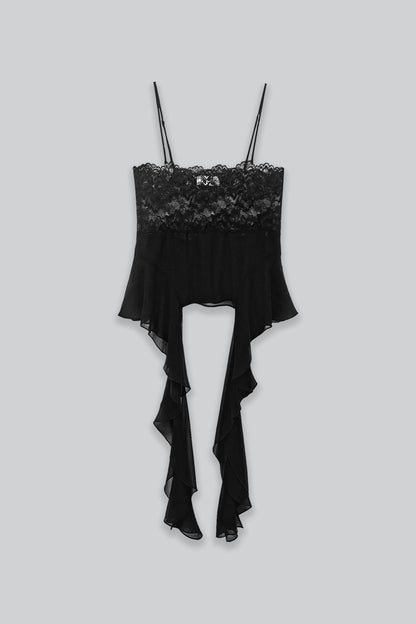 Esthe Lace Sheer Top with Frills