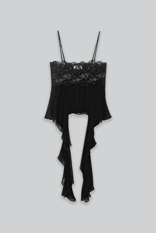 Esthe Lace Sheer Top with Frills